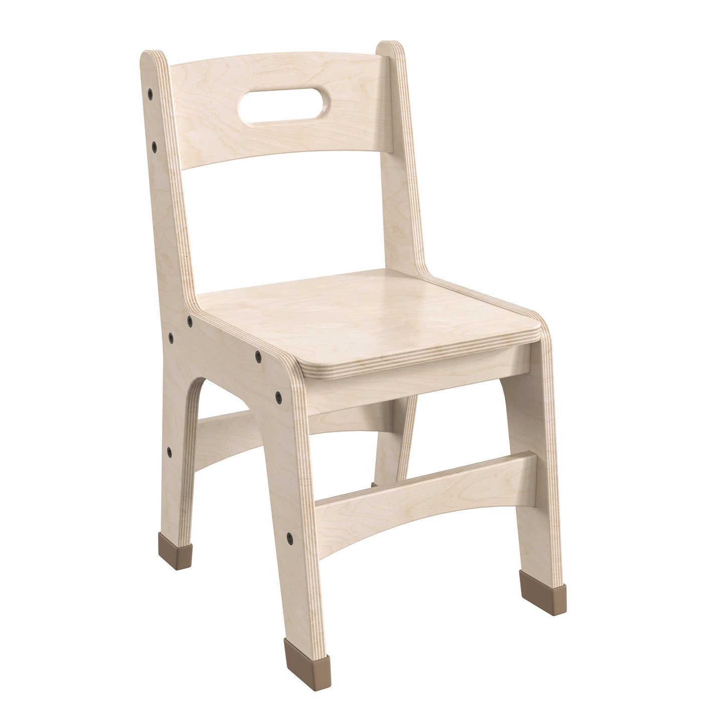 Bright Beginnings Set of 2 Commercial Grade Wooden Classroom Chairs, 11.5" Seat Height with Non-Slip Foot Caps and Built-In Carrying Handle, Natural Beech MK-KE24442-GG