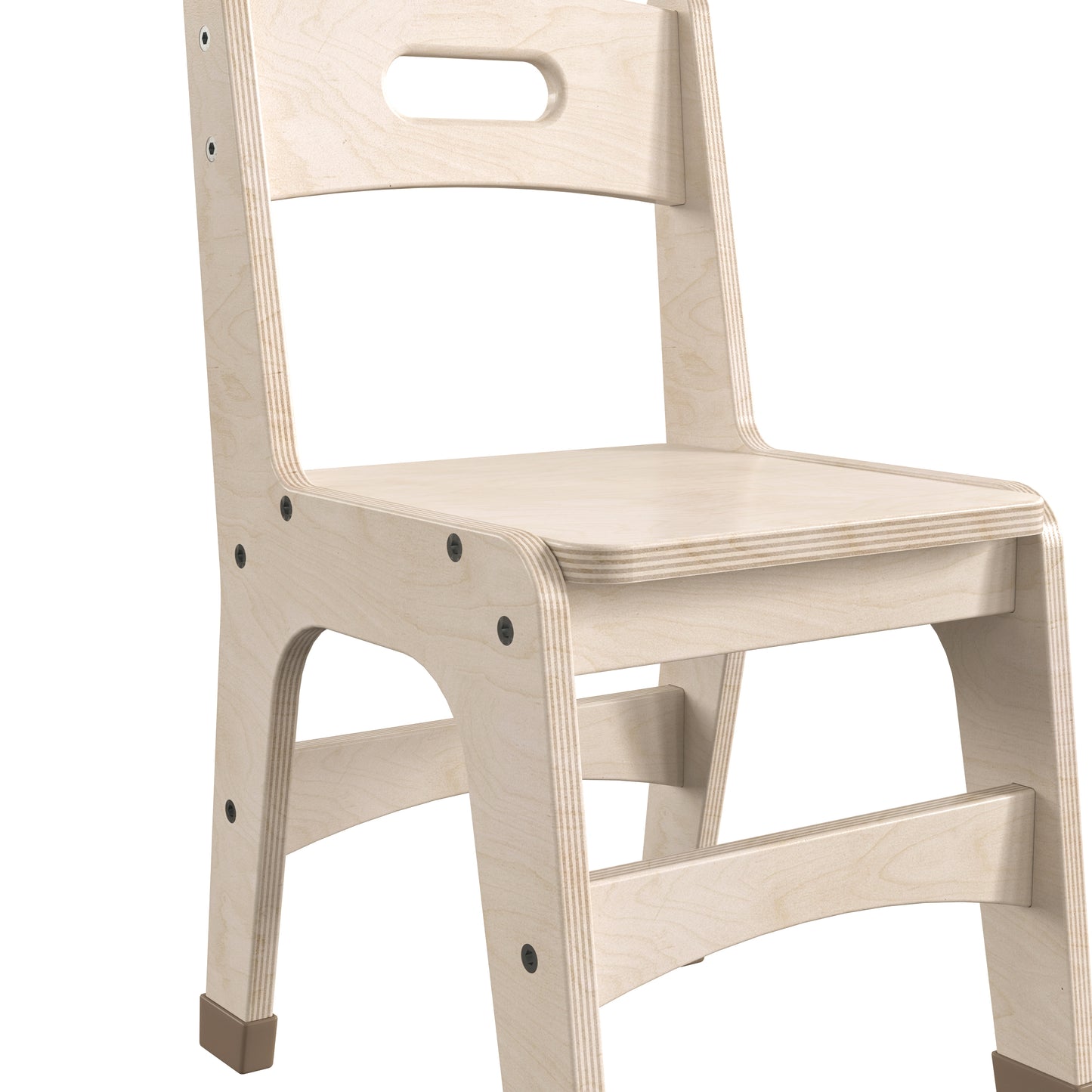 Bright Beginnings Set of 2 Commercial Grade Wooden Classroom Chairs, 11.5" Seat Height with Non-Slip Foot Caps and Built-In Carrying Handle, Natural Beech MK-KE24442-GG