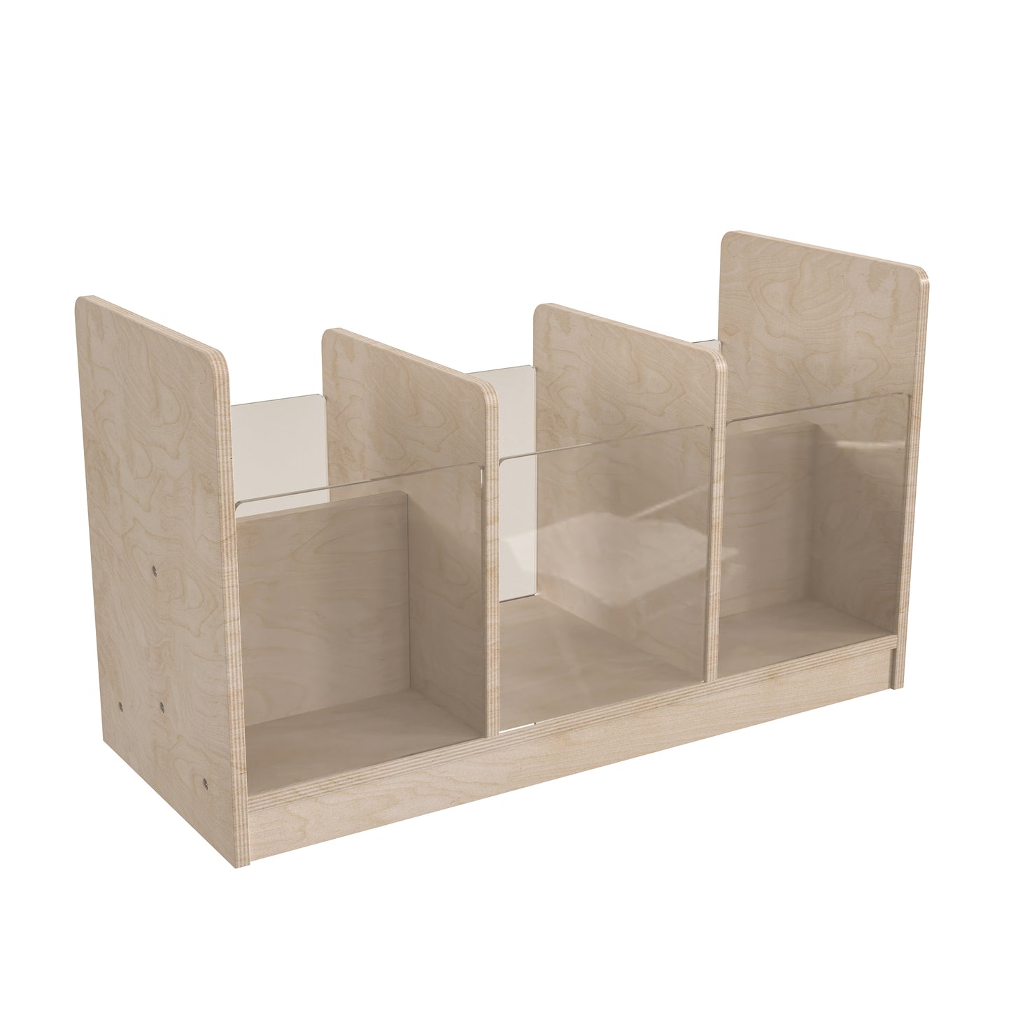 Bright Beginnings Commercial Grade Modular Double Sided Multipurpose Wooden Classroom Storage Unit with Transparent Sides, Natural Beech