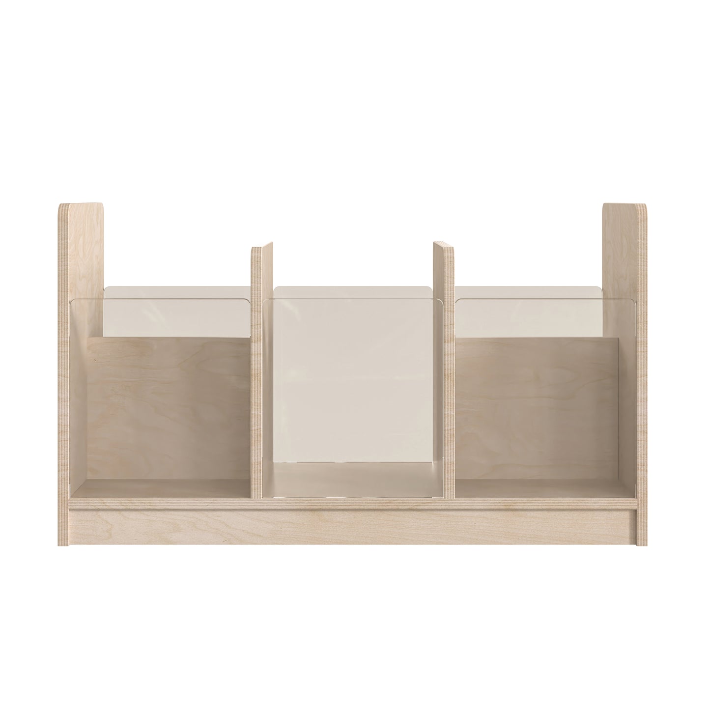 Bright Beginnings Commercial Grade Modular Double Sided Multipurpose Wooden Classroom Storage Unit with Transparent Sides, Natural Beech