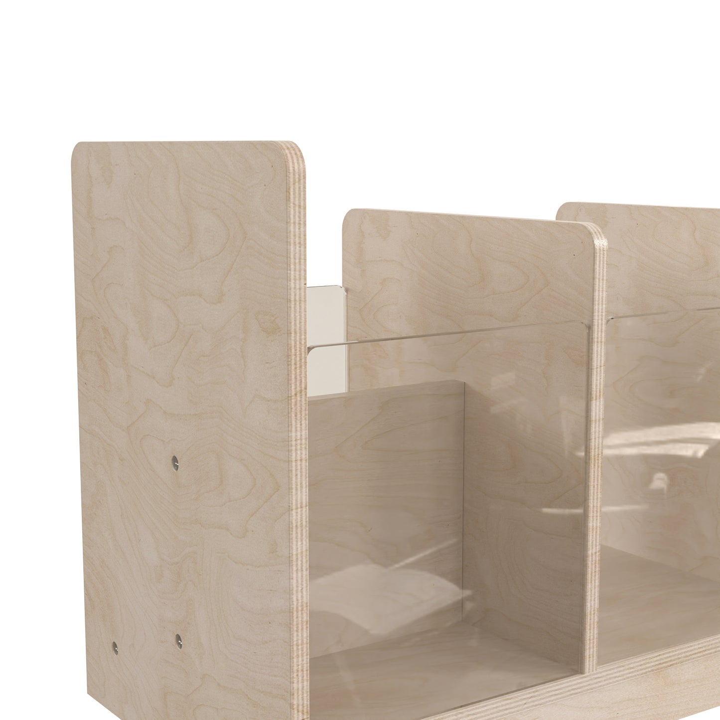 Bright Beginnings Commercial Grade Modular Double Sided Multipurpose Wooden Classroom Storage Unit with Transparent Sides, Natural Beech