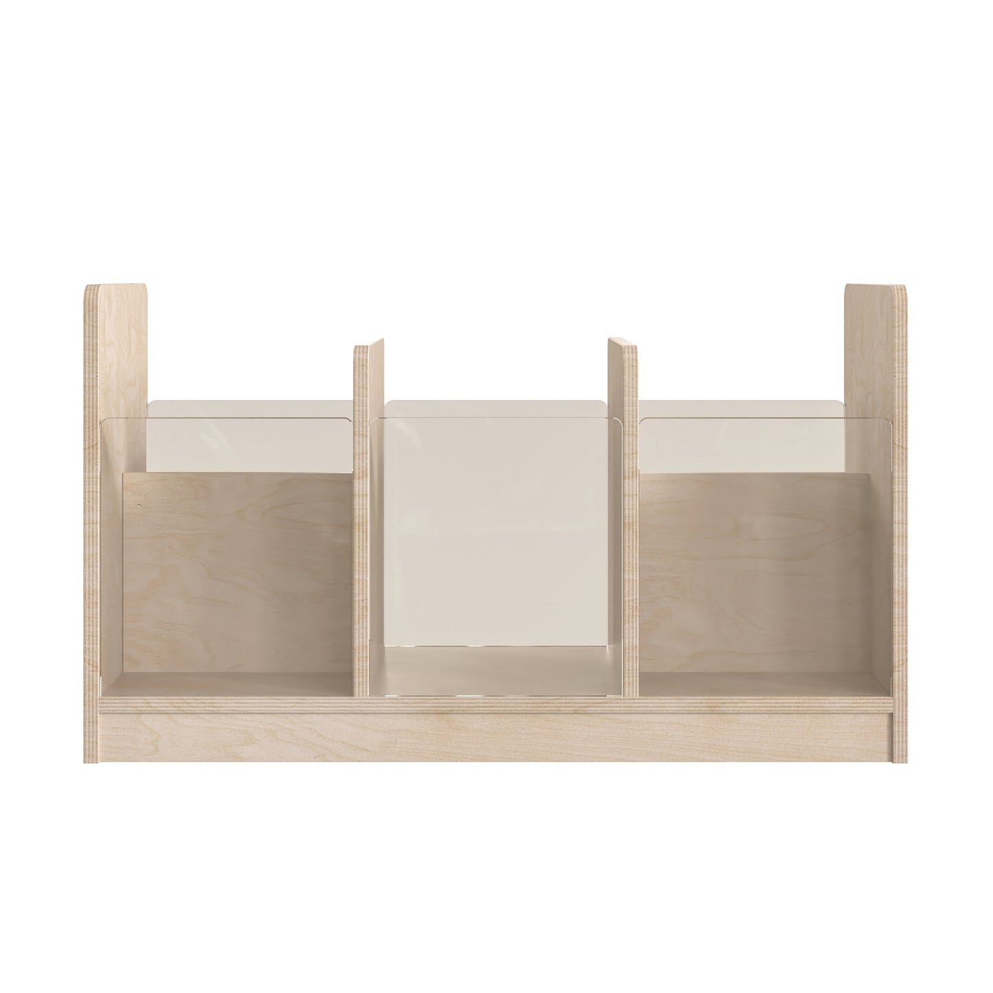 Bright Beginnings Commercial Grade Modular Double Sided Multipurpose Wooden Classroom Storage Unit with Transparent Sides, Natural Beech