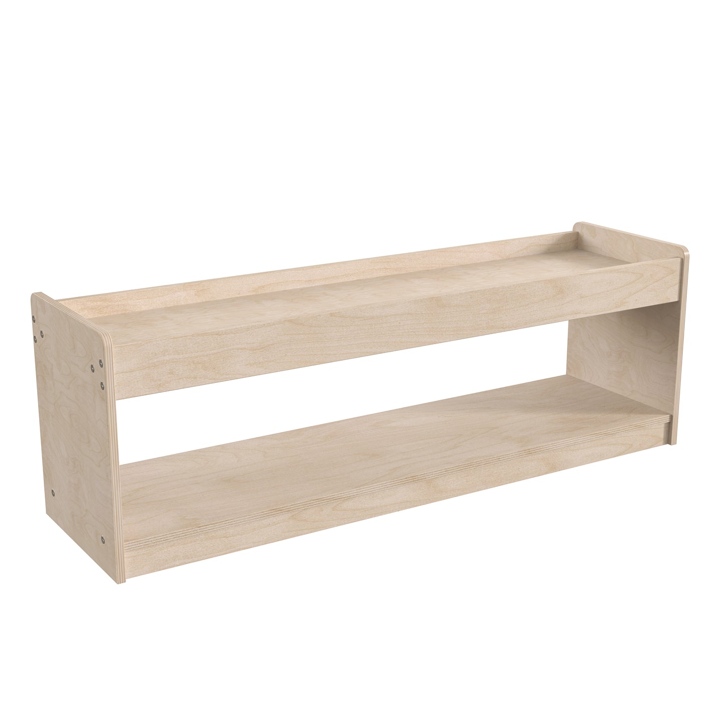 Bright Beginnings Commercial Grade Modular Wooden Classroom Open Storage Unit with Upper Shelf with Raised Edges, Natural Beech