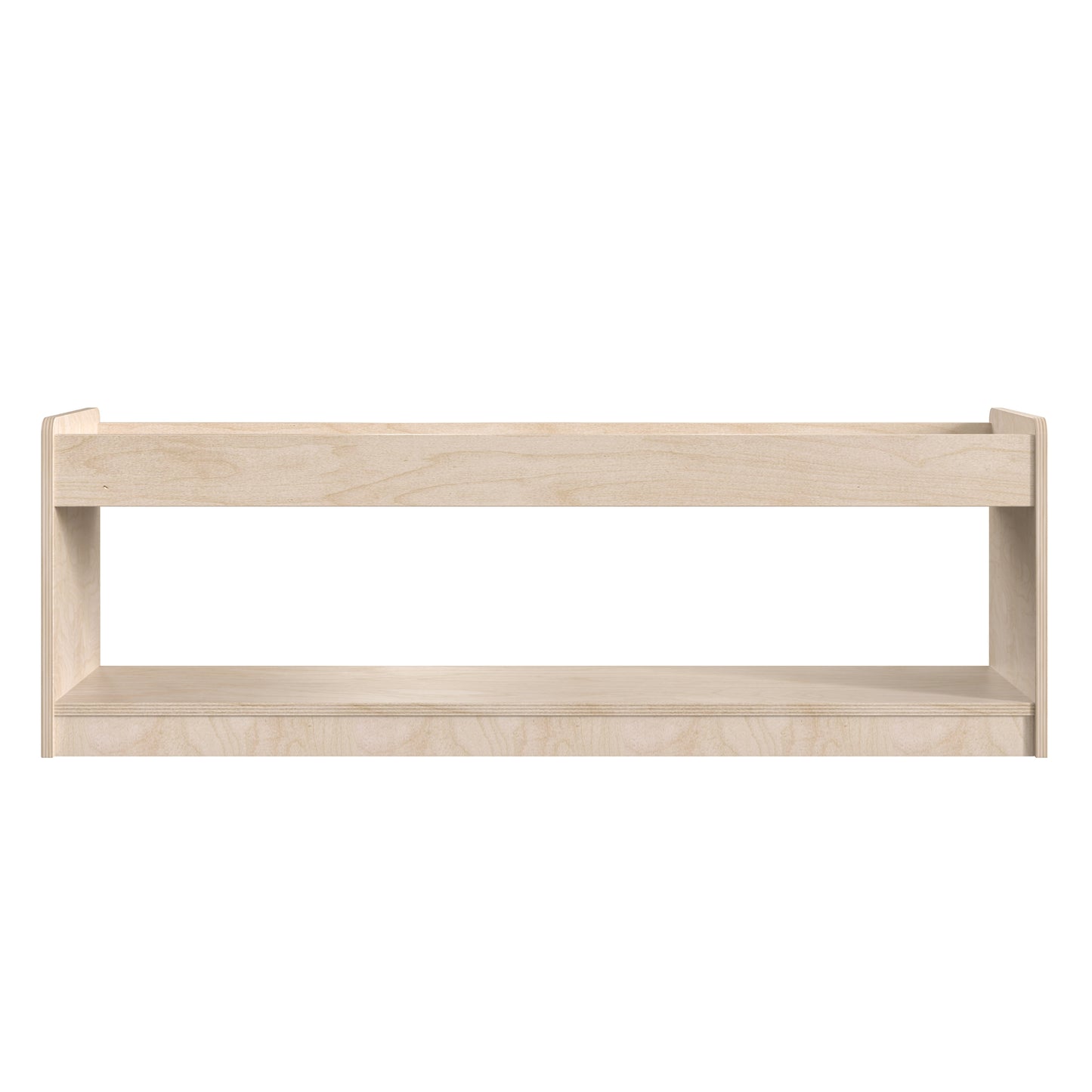Bright Beginnings Commercial Grade Modular Wooden Classroom Open Storage Unit with Upper Shelf with Raised Edges, Natural Beech