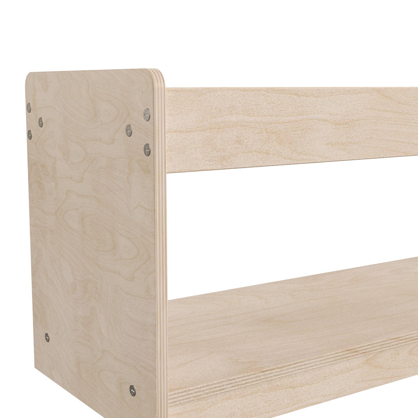 Bright Beginnings Commercial Grade Modular Wooden Classroom Open Storage Unit with Upper Shelf with Raised Edges, Natural Beech