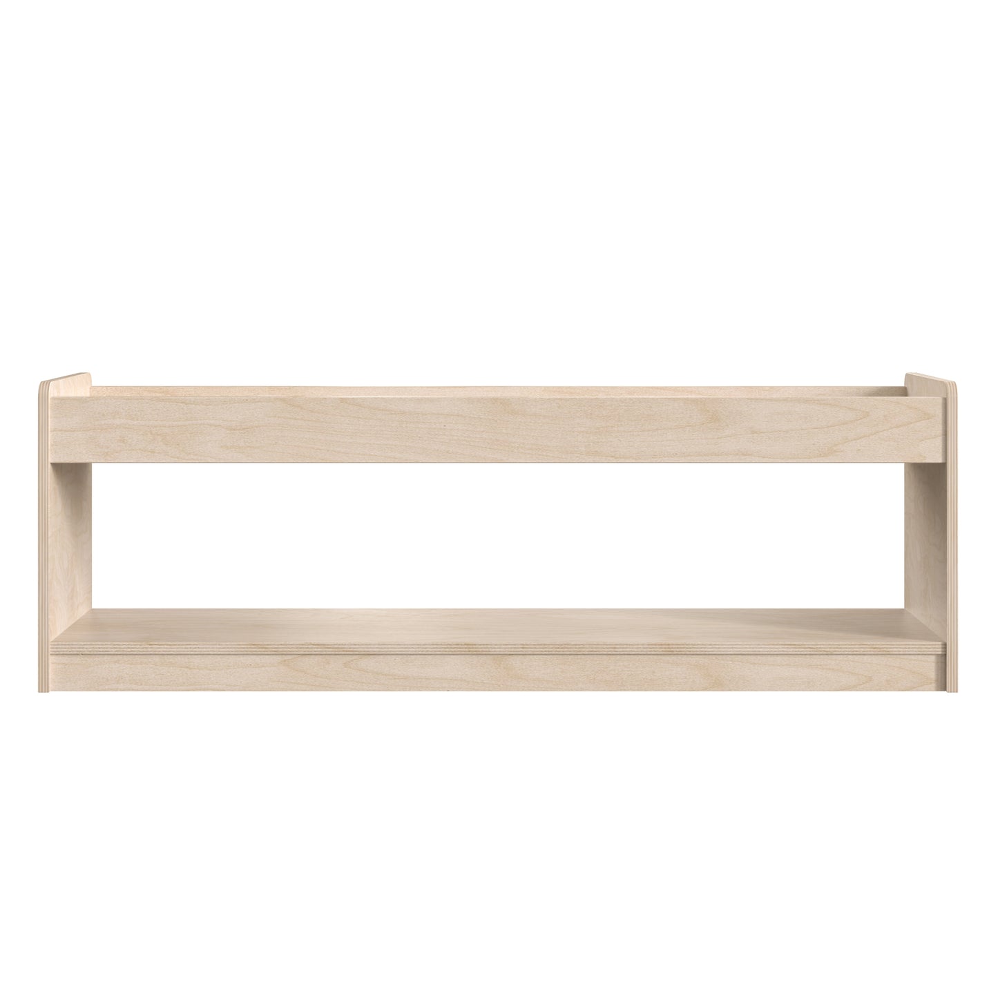 Bright Beginnings Commercial Grade Modular Wooden Classroom Open Storage Unit with Upper Shelf with Raised Edges, Natural Beech