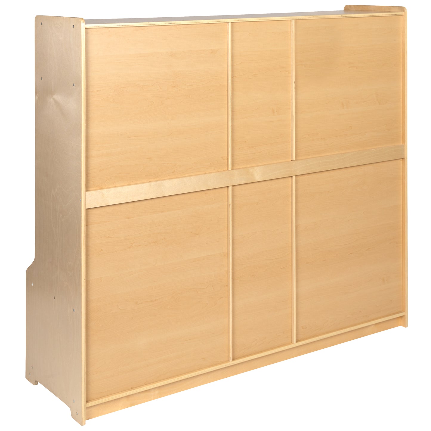 Hercules Wooden 5 Section School Coat Locker with Bench, Cubbies, and Storage Organizer Hook-Safe, Kid Friendly Design - 48"H x 48"L (Natural) Natural