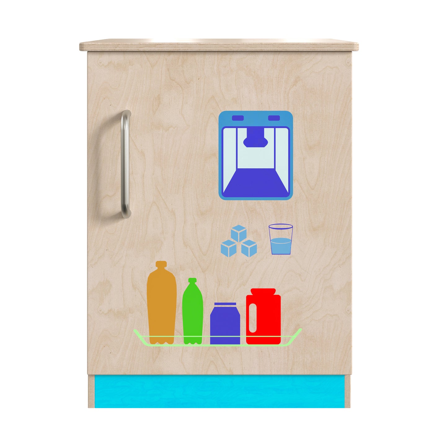 Bright Beginnings Commercial Grade Green Guard Certified Wooden Children's Kitchen Refrigerator with Integrated Storage Beech