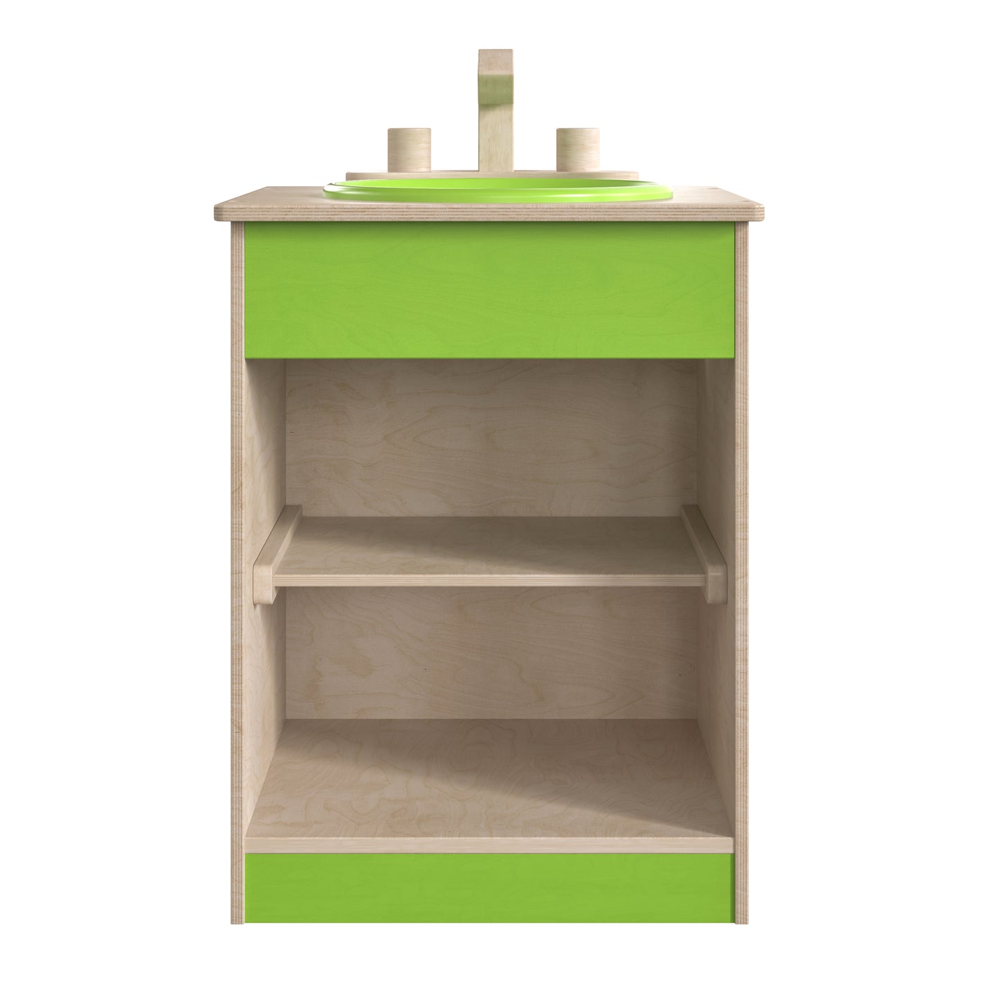Bright Beginnings Commercial Grade Wooden Children's Kitchen Sink with Integrated Storage Beech