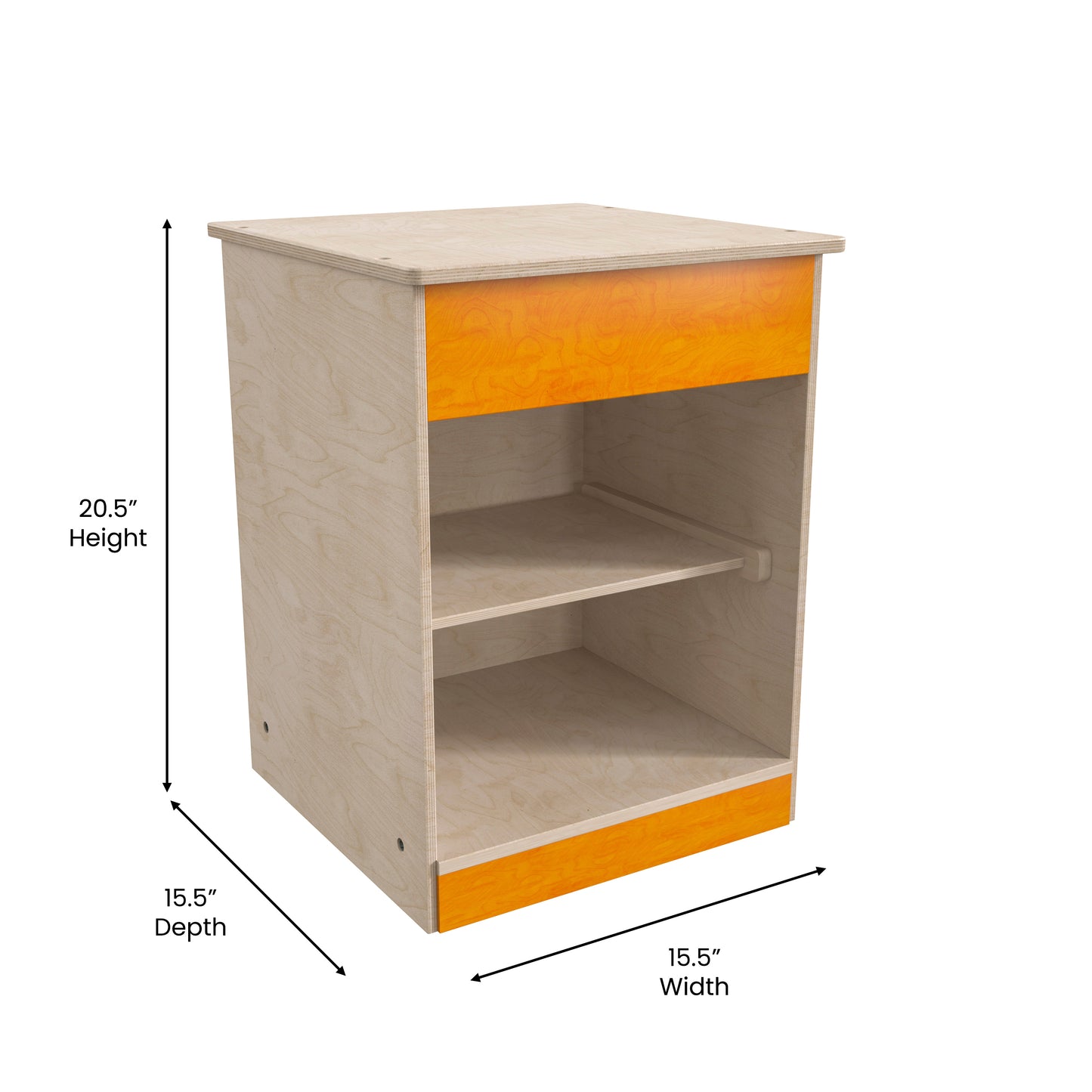 Bright Beginnings Commercial Grade Wooden Kid's Two Shelf Kitchen Cabinet Beech MK-ME03539-GG