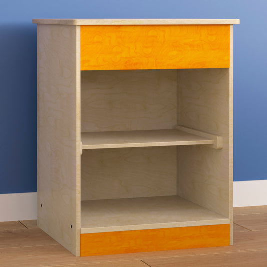 Bright Beginnings Commercial Grade Wooden Kid's Two Shelf Kitchen Cabinet Beech