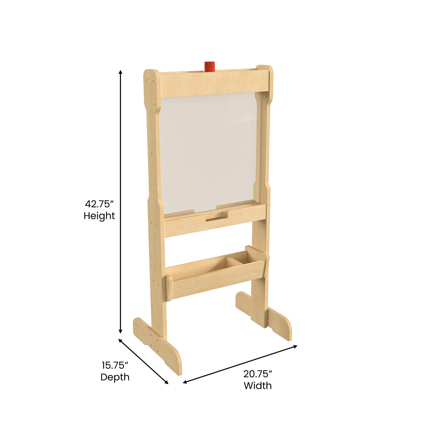 Bright Beginnings Commercial Double Sided Wooden Free-Standing STEAM Easel, Storage Tray, Acrylic Paint Window - Holds Two Accessory Panels, Natural Beech