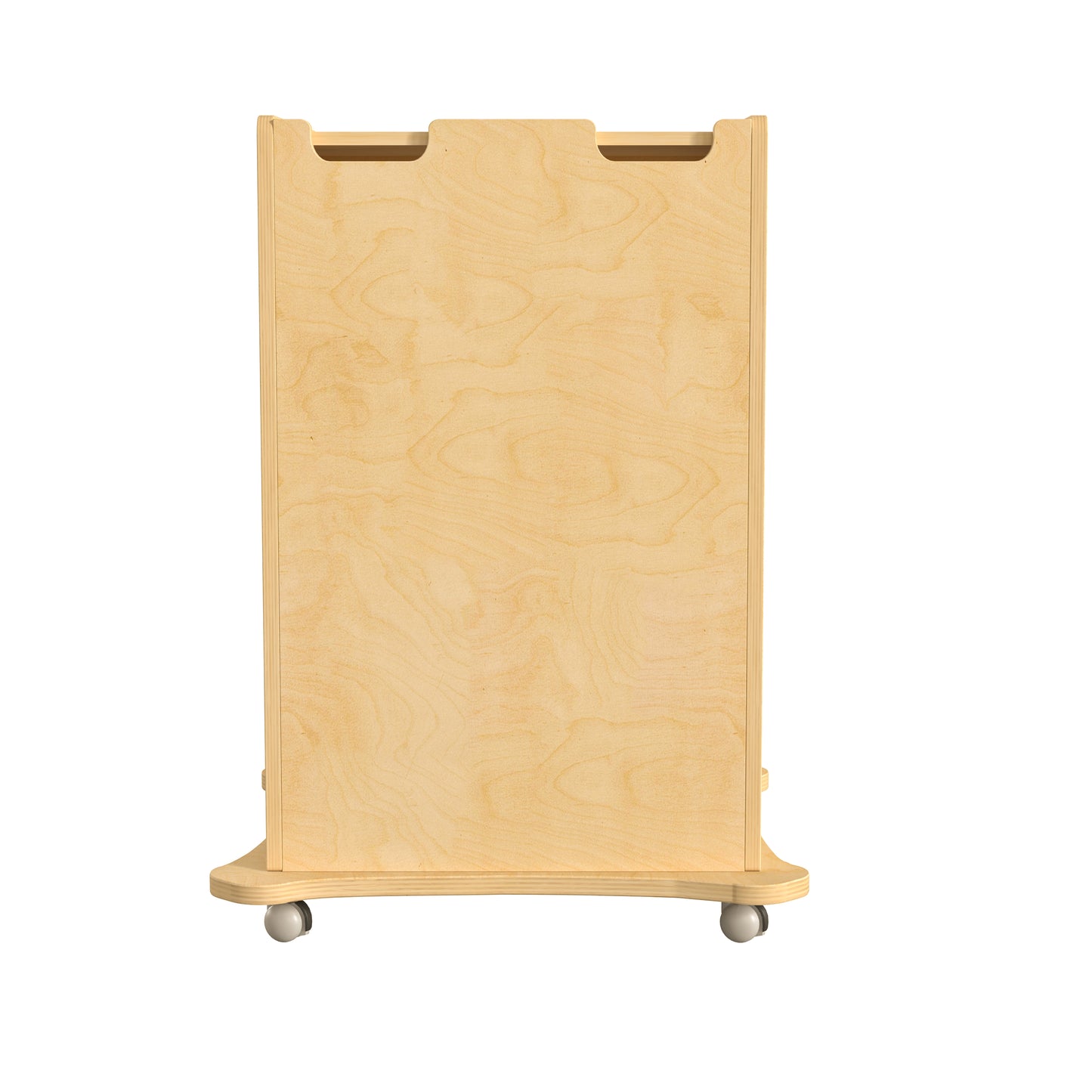 Bright Beginnings Commercial Space Saving Wooden Mobile STEAM Wall Accessory Board Storage Cart, Locking Caster Wheels, Kid Friendly Design, Natural Beech