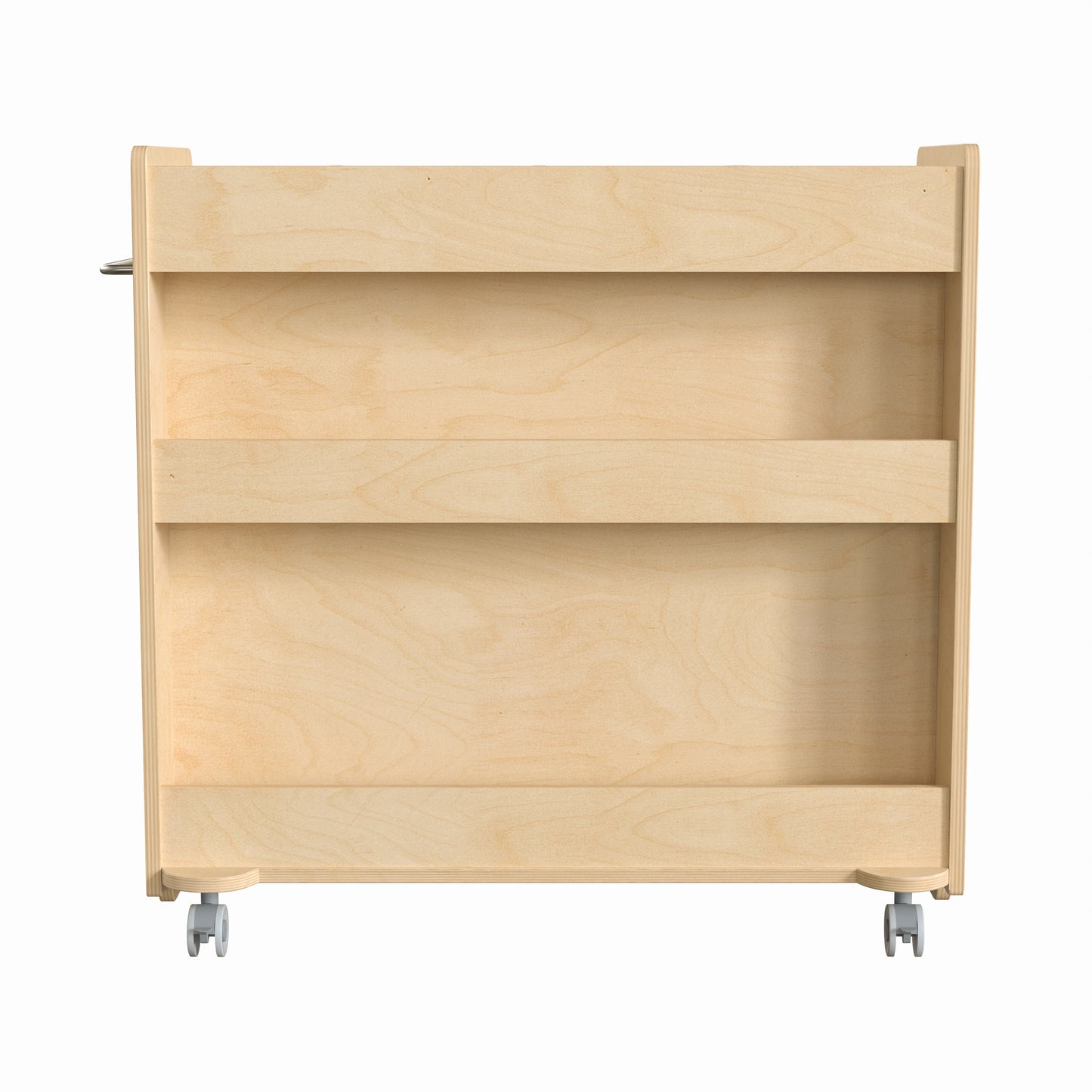Bright Beginnings Commercial Grade Wooden Mobile Storage Cart with 4 Top Storage Compartments, 5 Cubbies and Locking Caster Wheels Beech