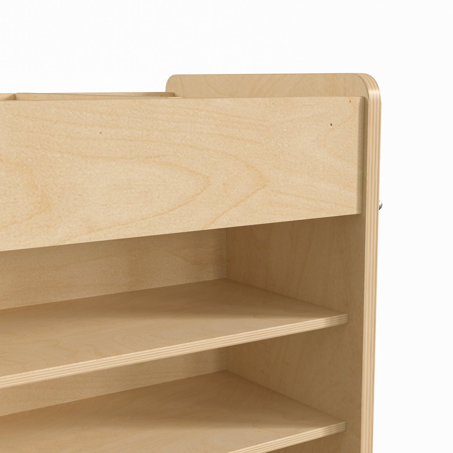Bright Beginnings Commercial Grade Wooden Mobile Storage Cart with 4 Top Storage Compartments, 5 Cubbies and Locking Caster Wheels Beech