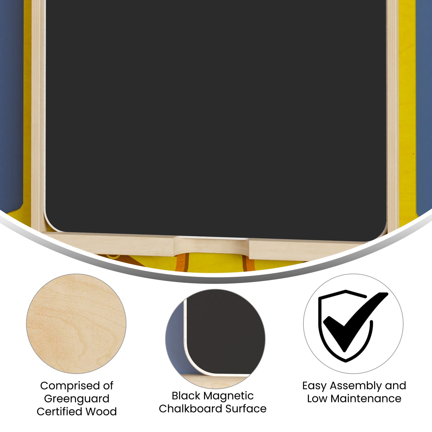 Bright Beginnings Commercial Grade STEAM Wall Accessory Board, Magnetic Chalkboard Black