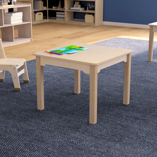 Bright Beginnings Commercial Grade Wooden Square Preschool Classroom Activity Table, (23.5"W x 18"H), Beech Beech