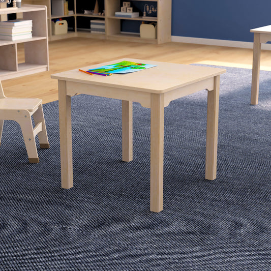 Bright Beginnings Commercial Grade Wooden Square Preschool Classroom Activity Table, (23.5"W x 21.25"H), Beech Beech