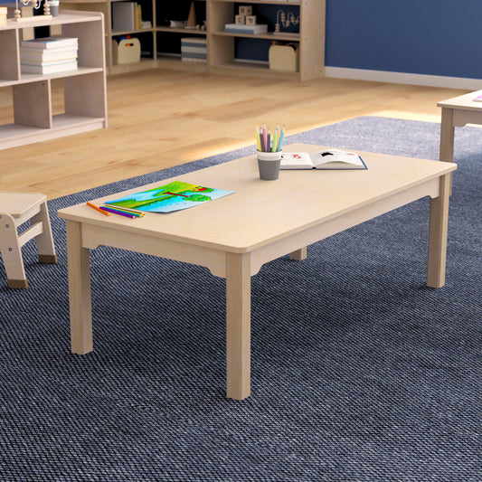 Bright Beginnings Commercial Grade Wooden Rectangular Preschool Classroom Activity Table, (23.5"W x 47.25"D x 14.5"H), Beech Beech