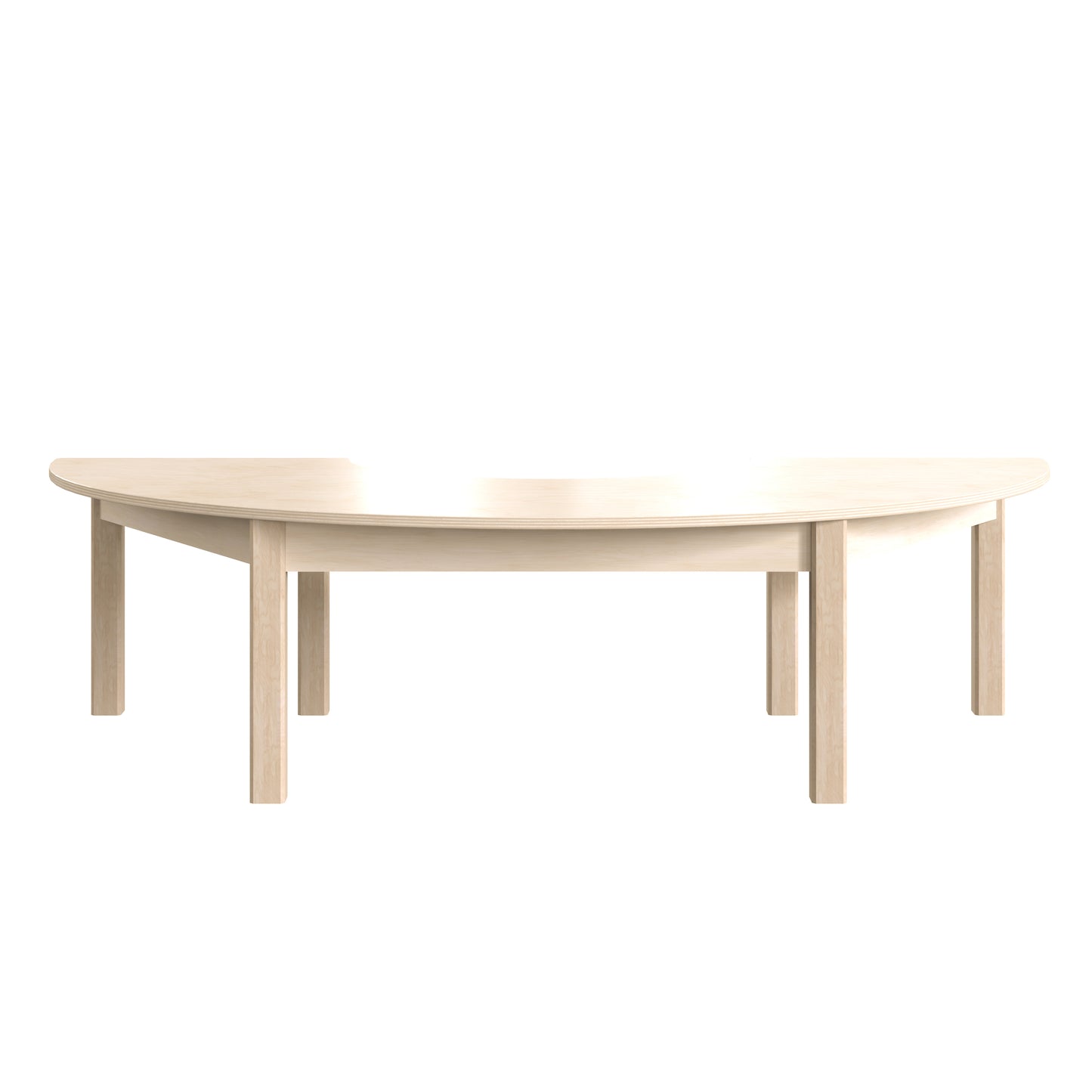 Bright Beginnings Commercial Grade Wooden Half Circle Preschool Classroom Activity Table, (29.5"W x 59"D x 14.5"H), Beech Beech