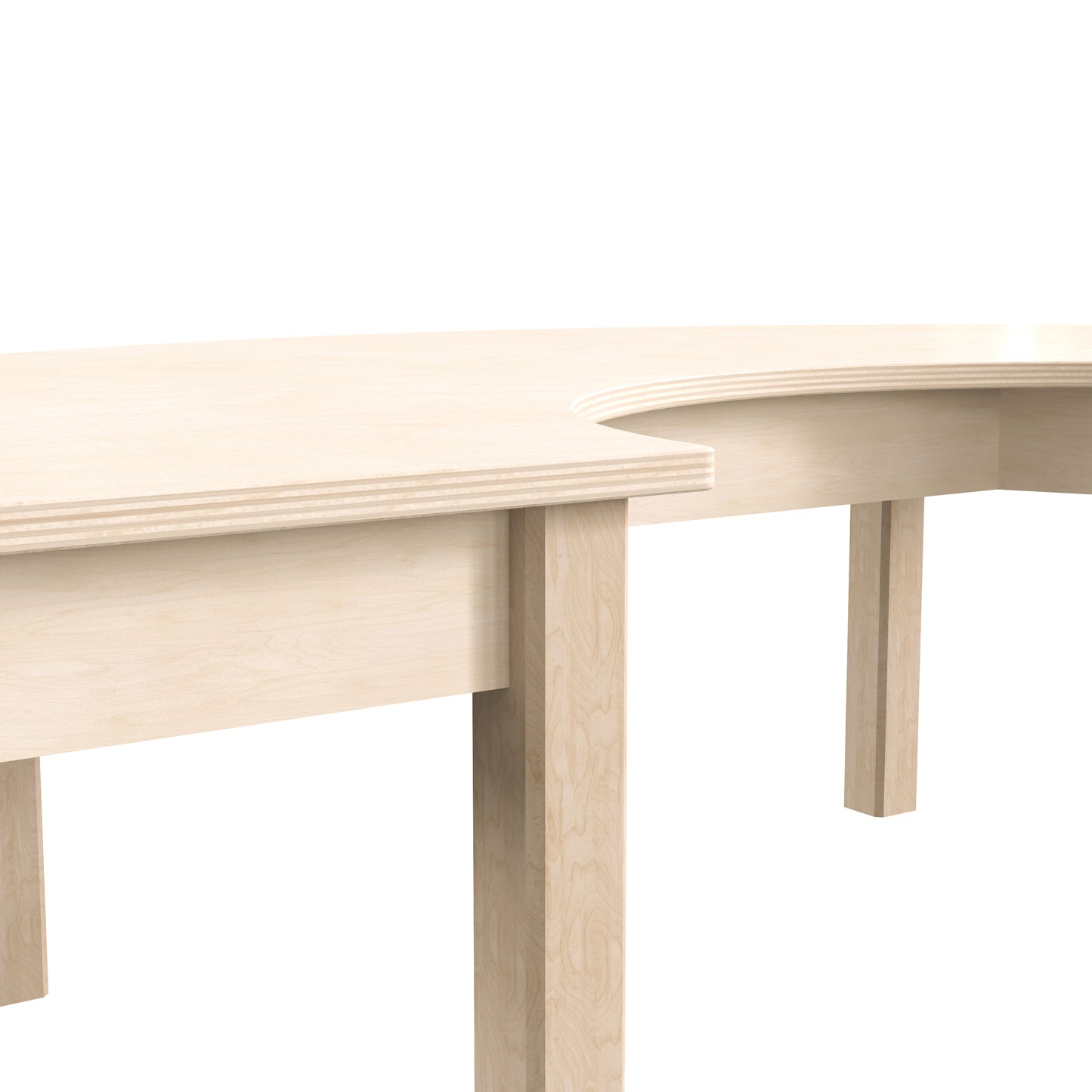Bright Beginnings Commercial Grade Wooden Half Circle Preschool Classroom Activity Table, (29.5"W x 59"D x 14.5"H), Beech Beech