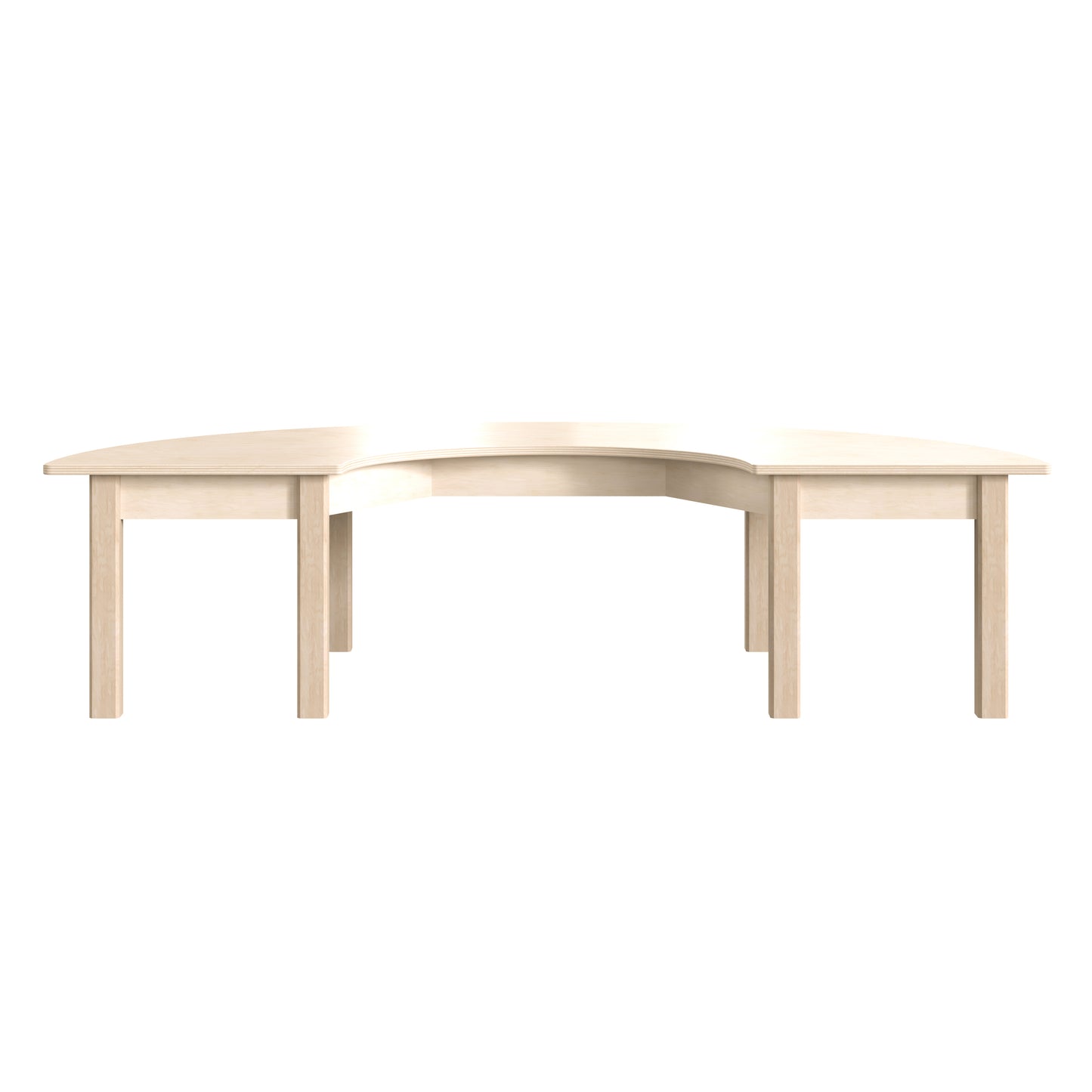 Bright Beginnings Commercial Grade Wooden Half Circle Preschool Classroom Activity Table, (29.5"W x 59"D x 14.5"H), Beech Beech