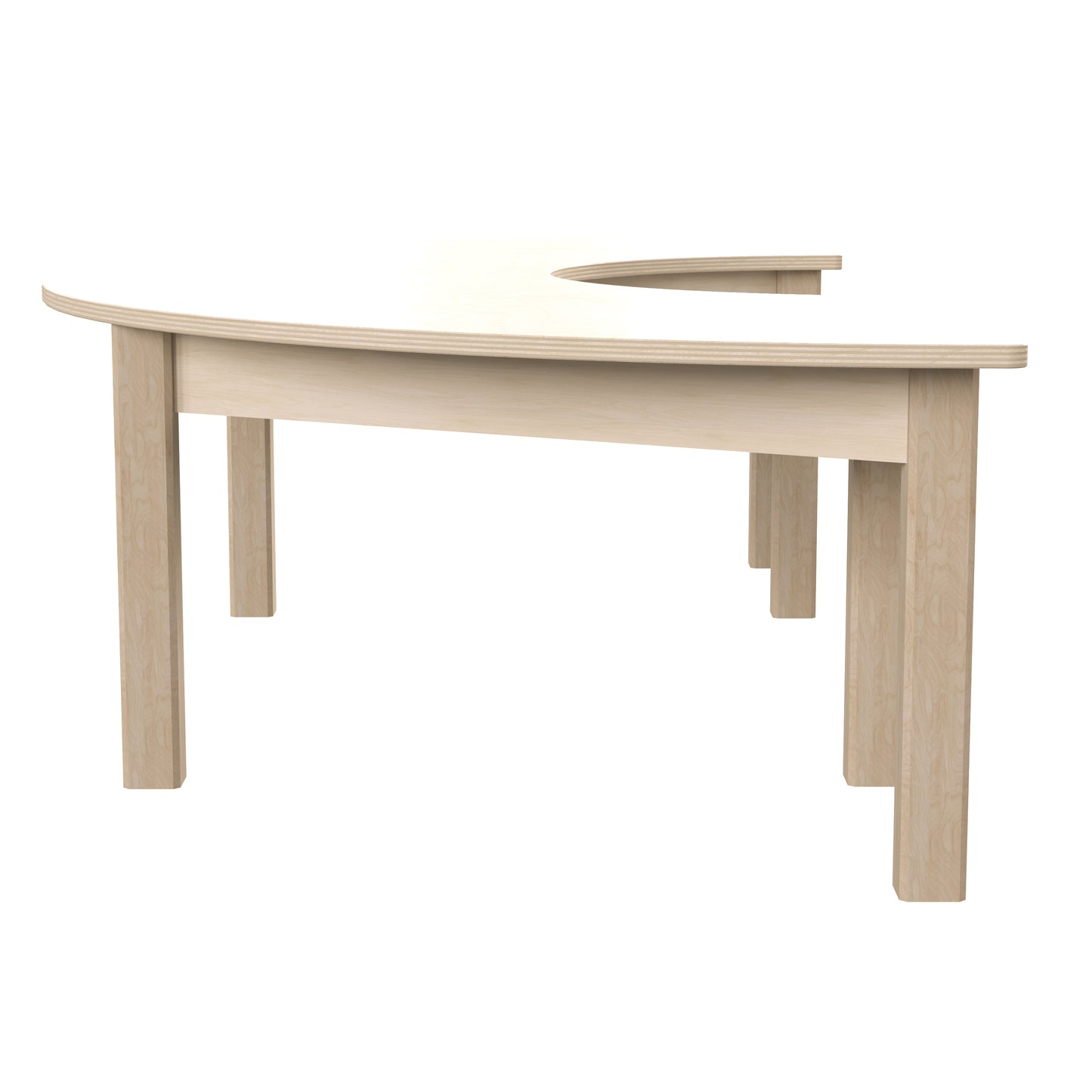 Bright Beginnings Commercial Grade Wooden Half Circle Preschool Classroom Activity Table, (29.5"W x 59"D x 14.5"H), Beech Beech