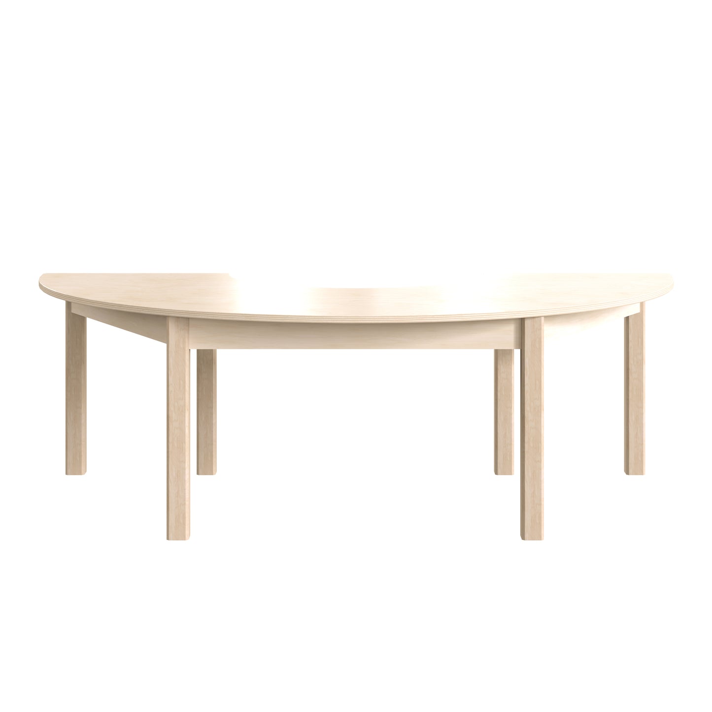 Bright Beginnings Commercial Grade Wooden Half Circle Preschool Classroom Activity Table, (29.5"W x 59"D x 18"H), Beech Beech