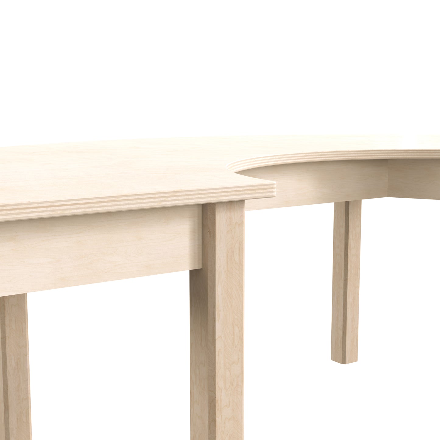 Bright Beginnings Commercial Grade Wooden Half Circle Preschool Classroom Activity Table, (29.5"W x 59"D x 18"H), Beech Beech