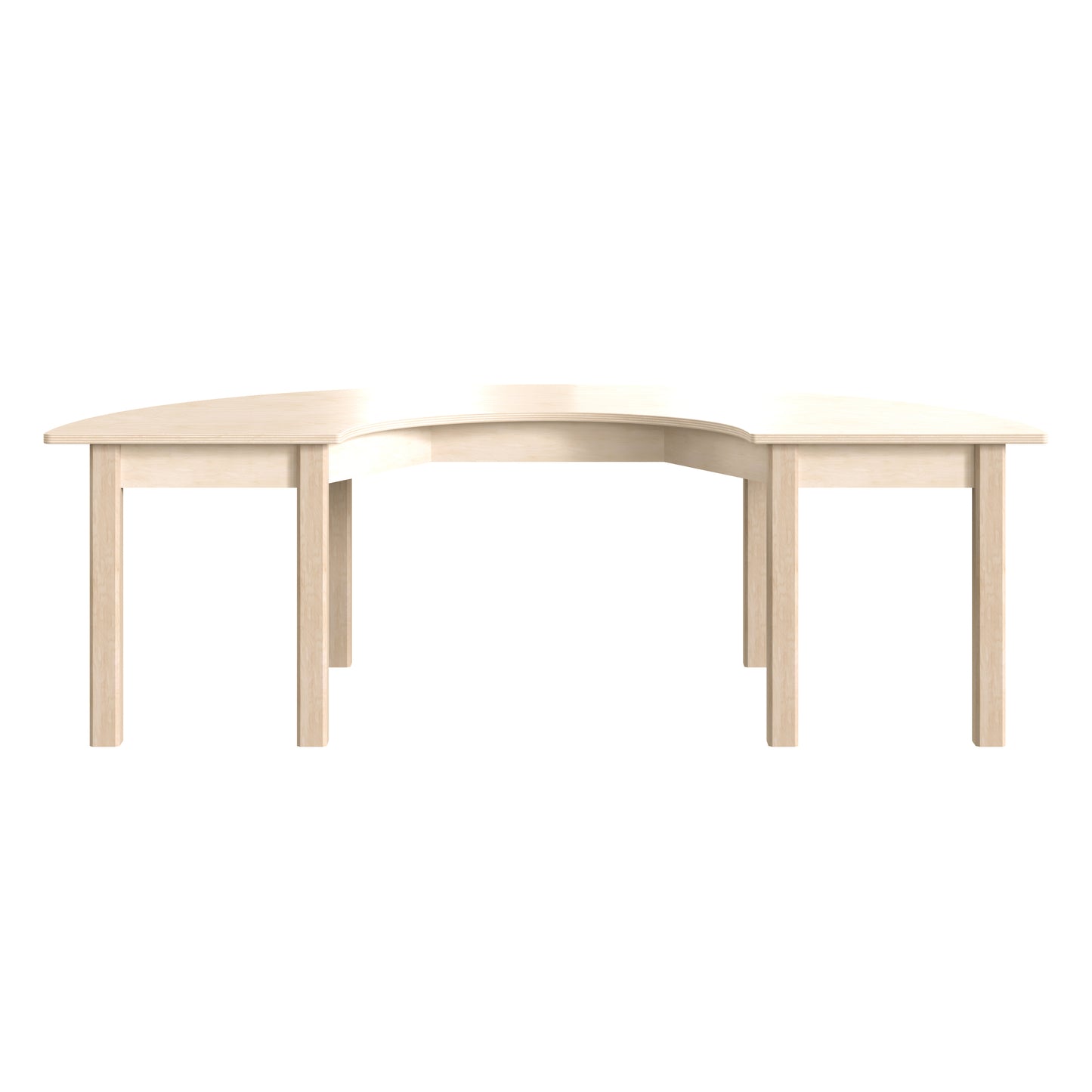Bright Beginnings Commercial Grade Wooden Half Circle Preschool Classroom Activity Table, (29.5"W x 59"D x 18"H), Beech Beech
