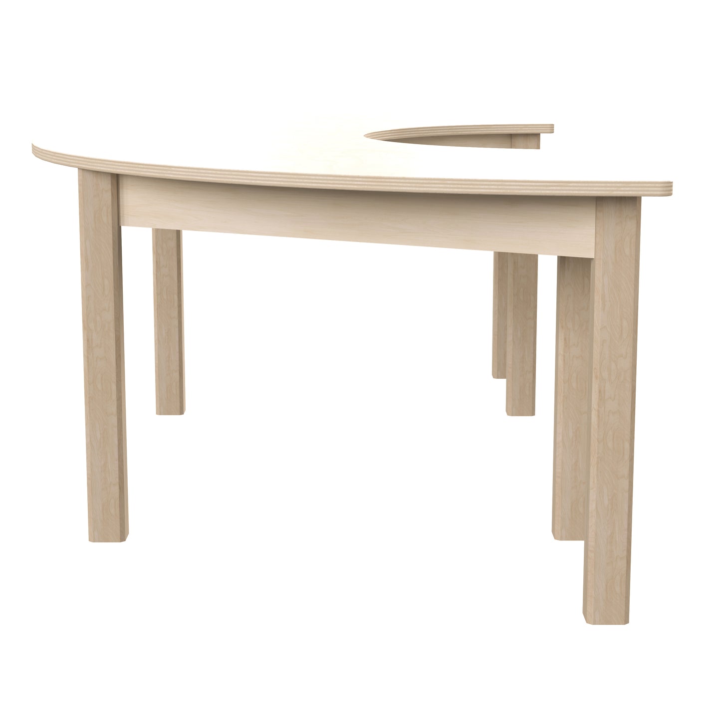 Bright Beginnings Commercial Grade Wooden Half Circle Preschool Classroom Activity Table, (29.5"W x 59"D x 18"H), Beech Beech