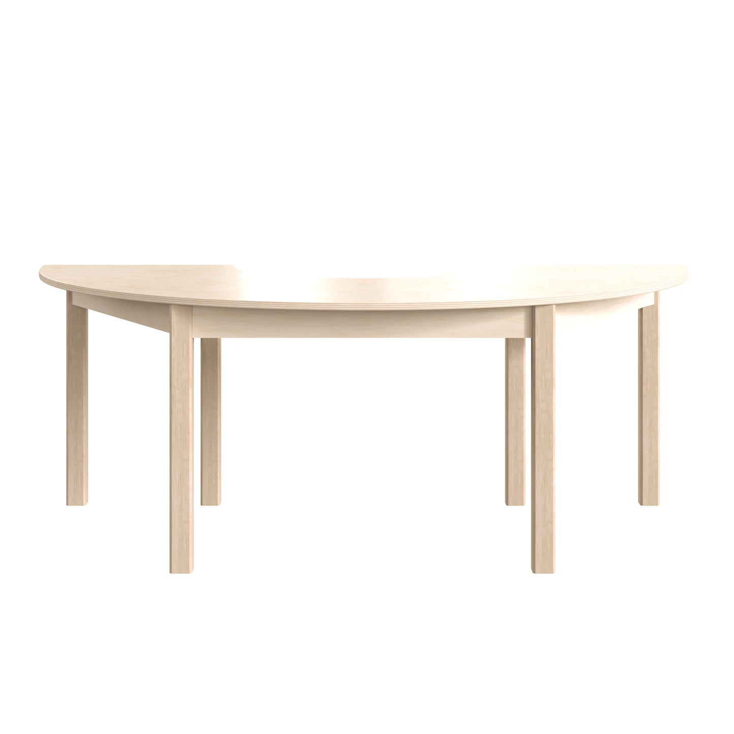 Bright Beginnings Commercial Grade Wooden Half Circle Preschool Classroom Activity Table, (29.5"W x 59"D x 21"H), Beech Beech