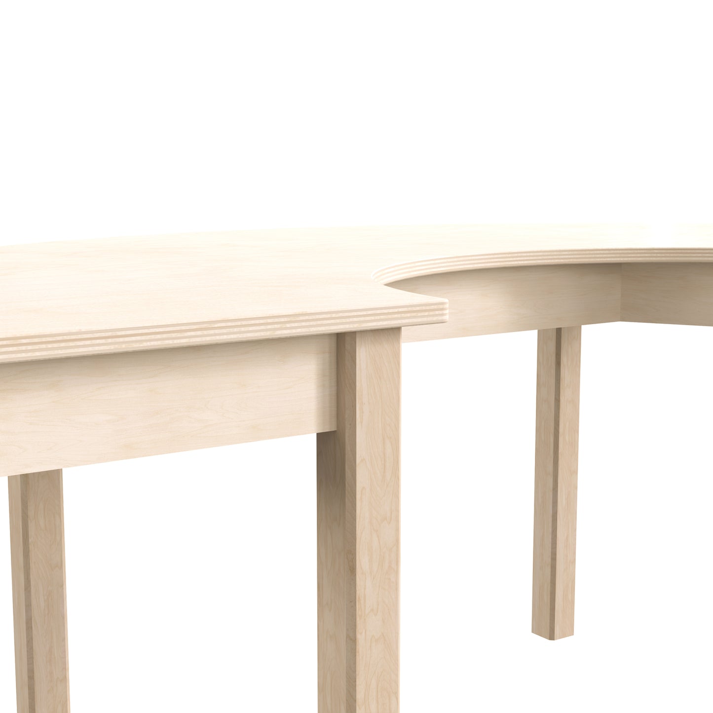 Bright Beginnings Commercial Grade Wooden Half Circle Preschool Classroom Activity Table, (29.5"W x 59"D x 21"H), Beech Beech