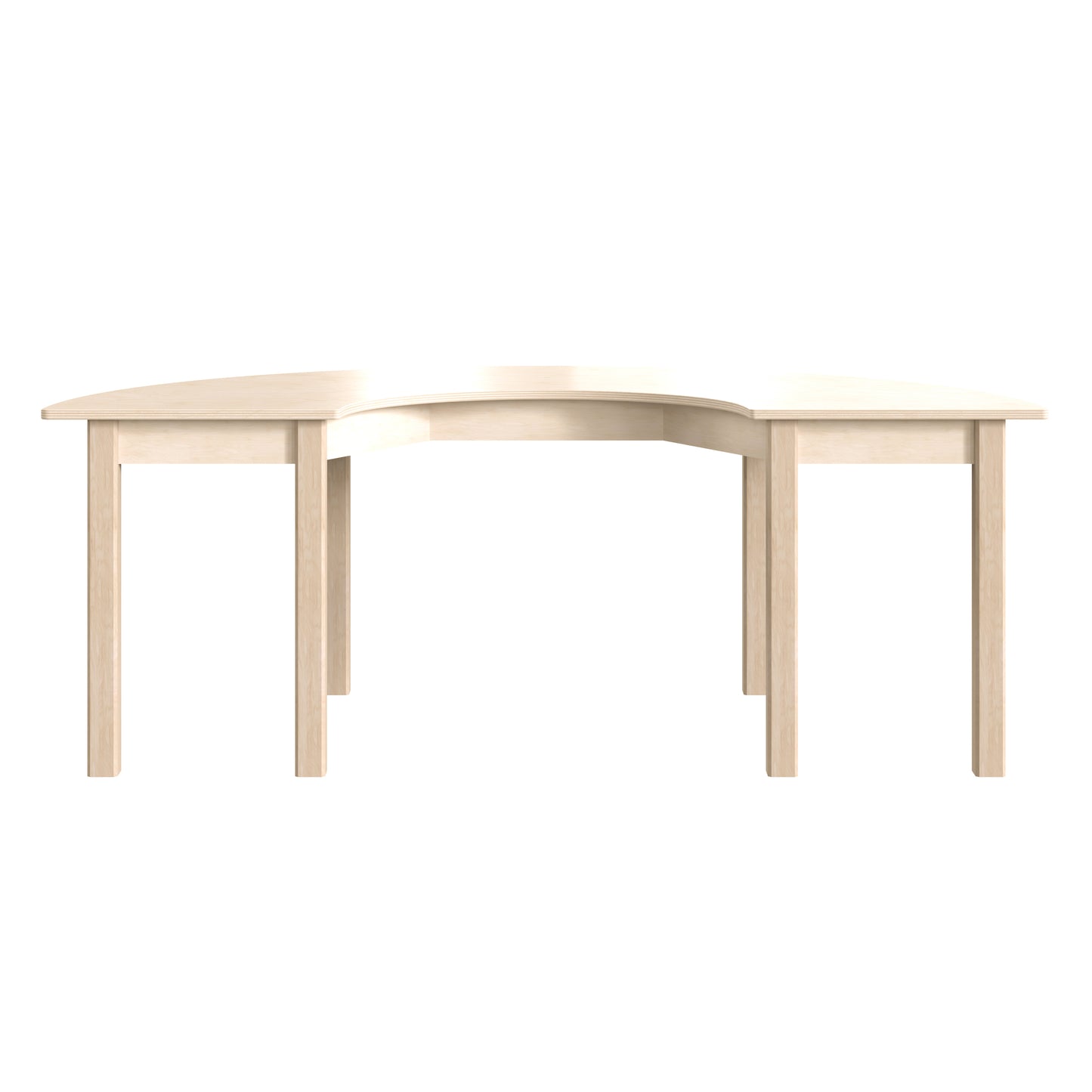 Bright Beginnings Commercial Grade Wooden Half Circle Preschool Classroom Activity Table, (29.5"W x 59"D x 21"H), Beech Beech