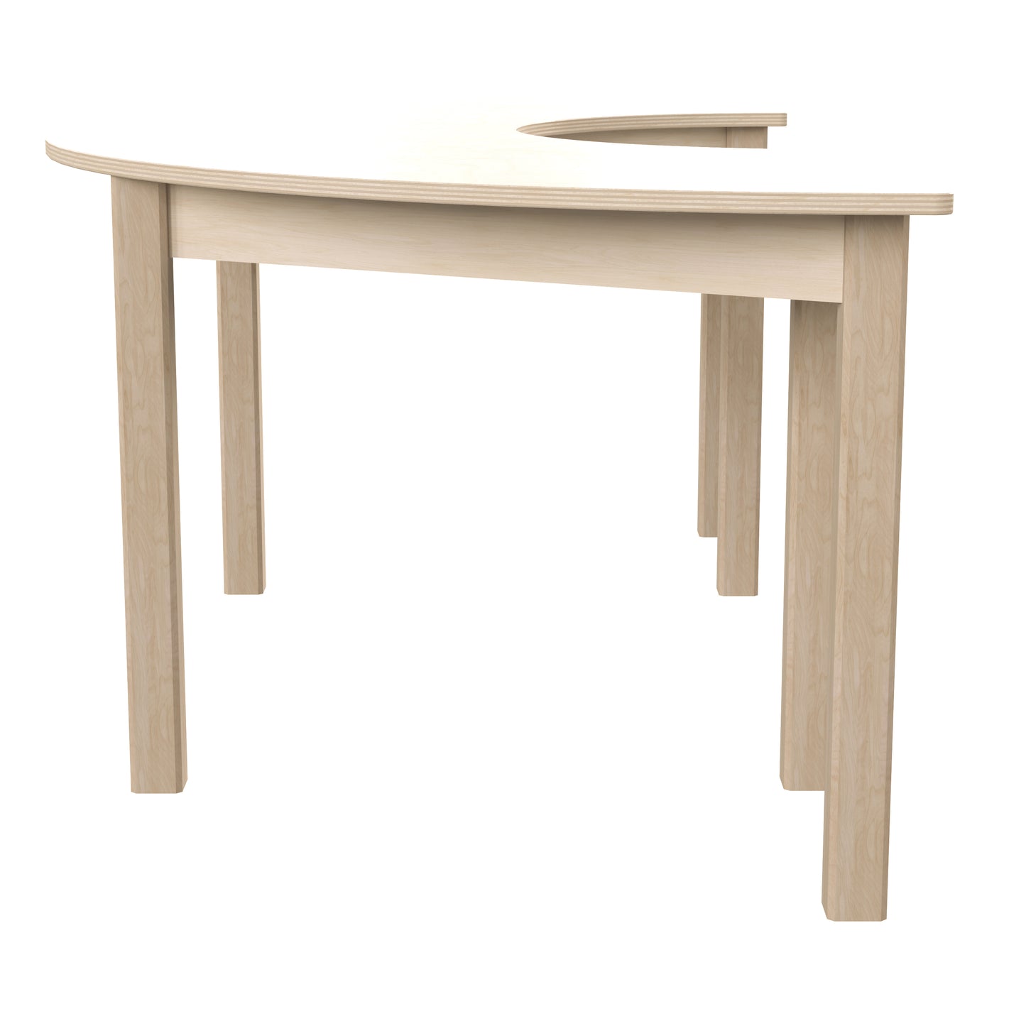 Bright Beginnings Commercial Grade Wooden Half Circle Preschool Classroom Activity Table, (29.5"W x 59"D x 21"H), Beech Beech