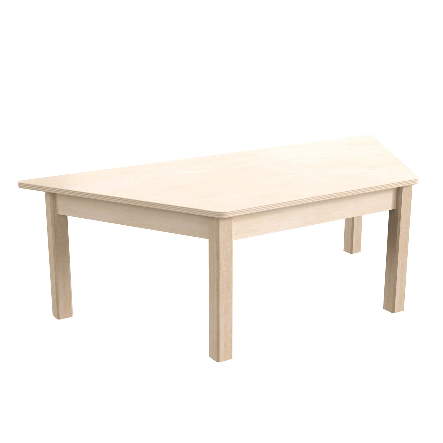 Bright Beginnings Commercial Grade Wooden Trapezoid Preschool Classroom Activity Table, (20.75"W x 47.25"D x 14.5"H), Beech Beech