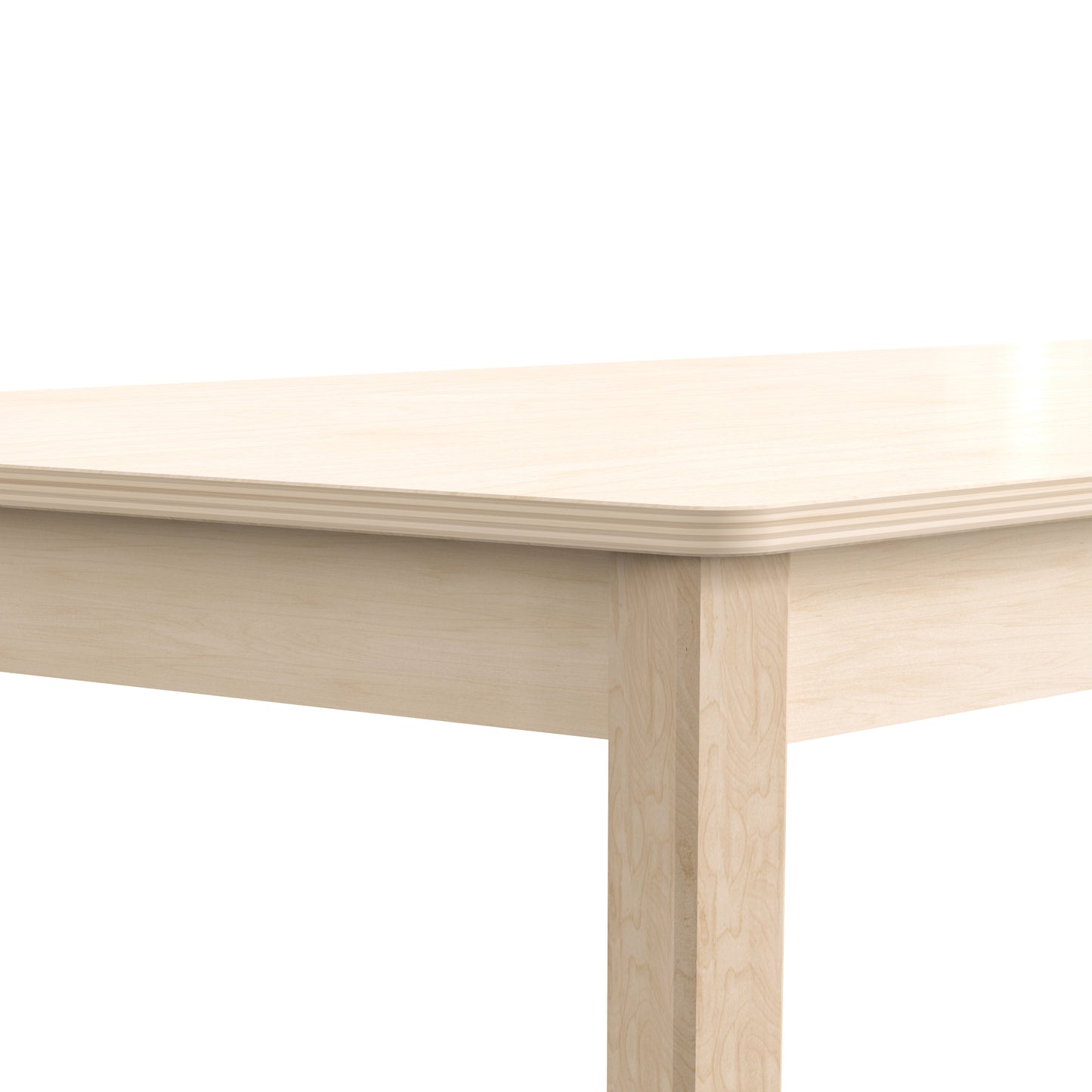 Bright Beginnings Commercial Grade Wooden Trapezoid Preschool Classroom Activity Table, (20.75"W x 47.25"D x 14.5"H), Beech Beech