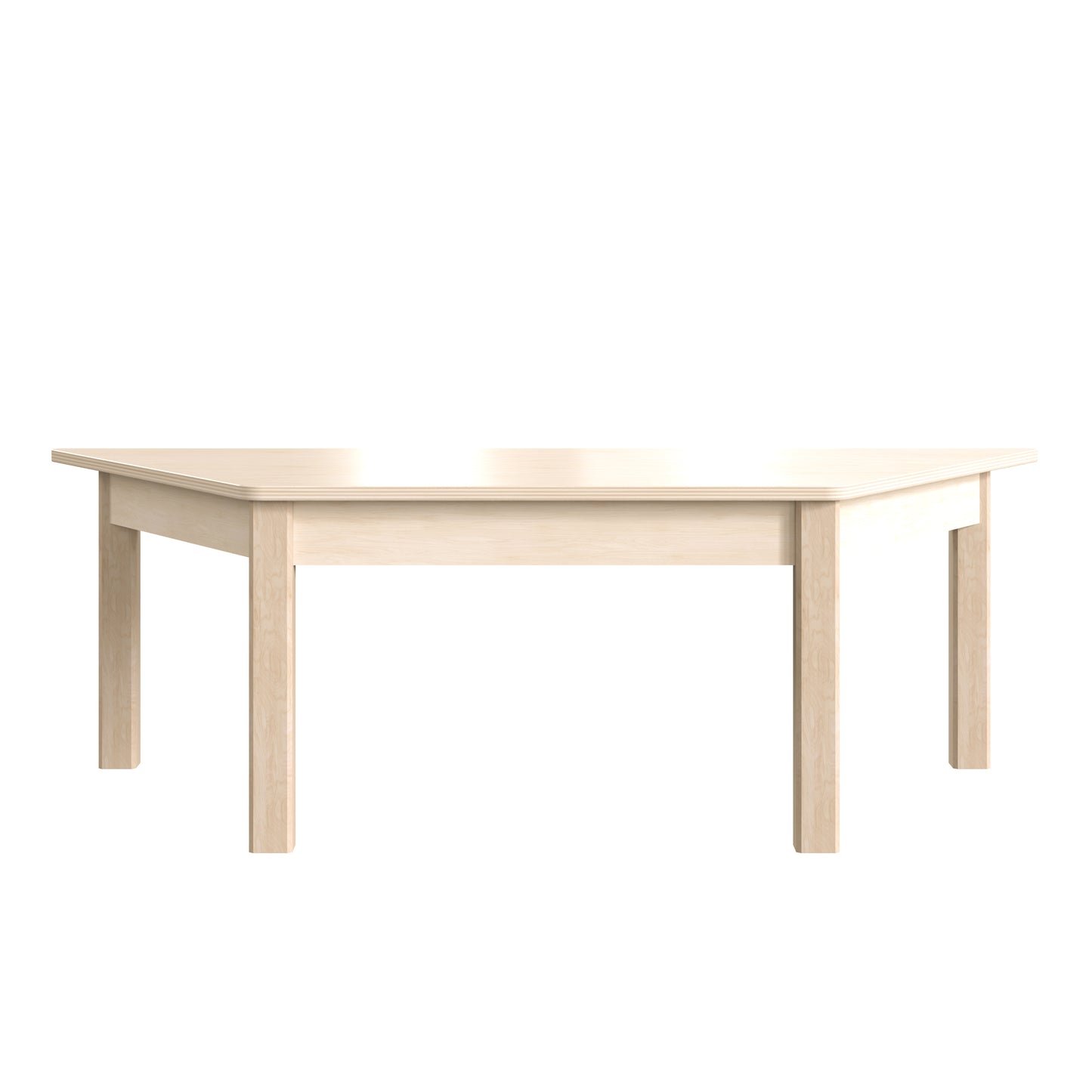 Bright Beginnings Commercial Grade Wooden Trapezoid Preschool Classroom Activity Table, (20.75"W x 47.25"D x 14.5"H), Beech Beech