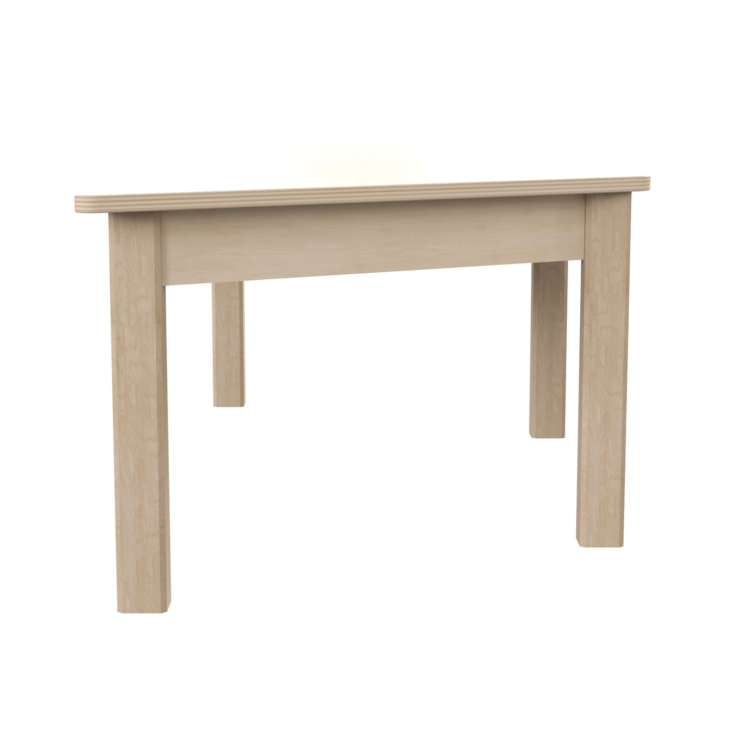 Bright Beginnings Commercial Grade Wooden Trapezoid Preschool Classroom Activity Table, (20.75"W x 47.25"D x 14.5"H), Beech Beech