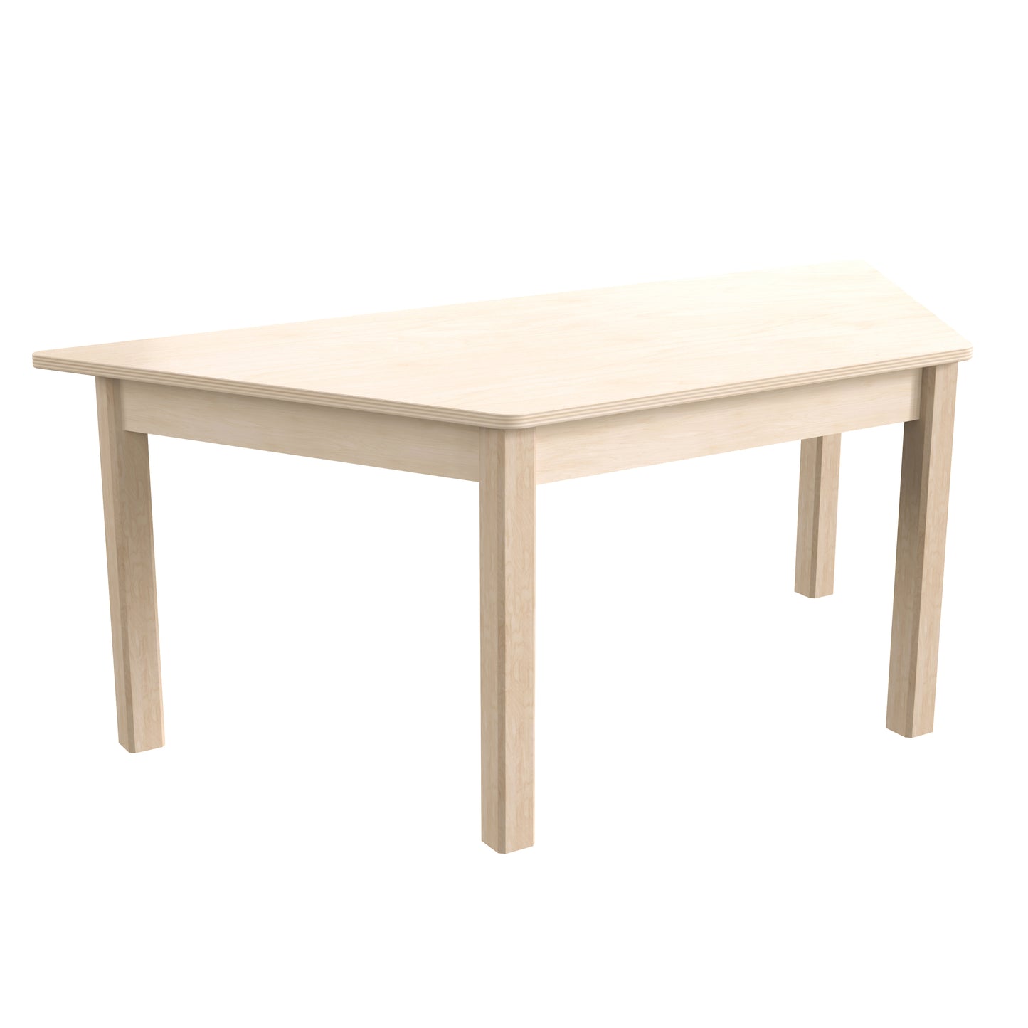 Bright Beginnings Commercial Grade Wooden Trapezoid Preschool Classroom Activity Table, (20.75"W x 47.25"D x 18"H), Beech Beech