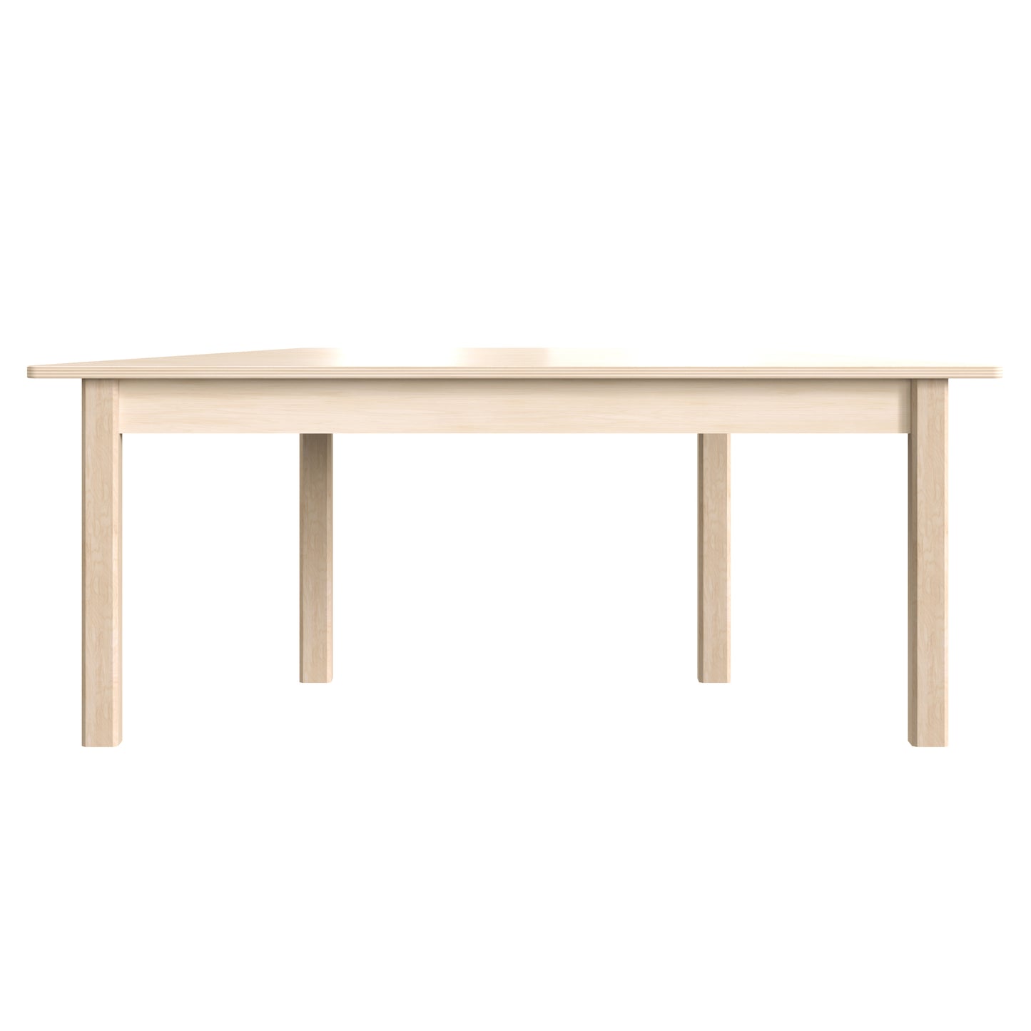 Bright Beginnings Commercial Grade Wooden Trapezoid Preschool Classroom Activity Table, (20.75"W x 47.25"D x 18"H), Beech Beech
