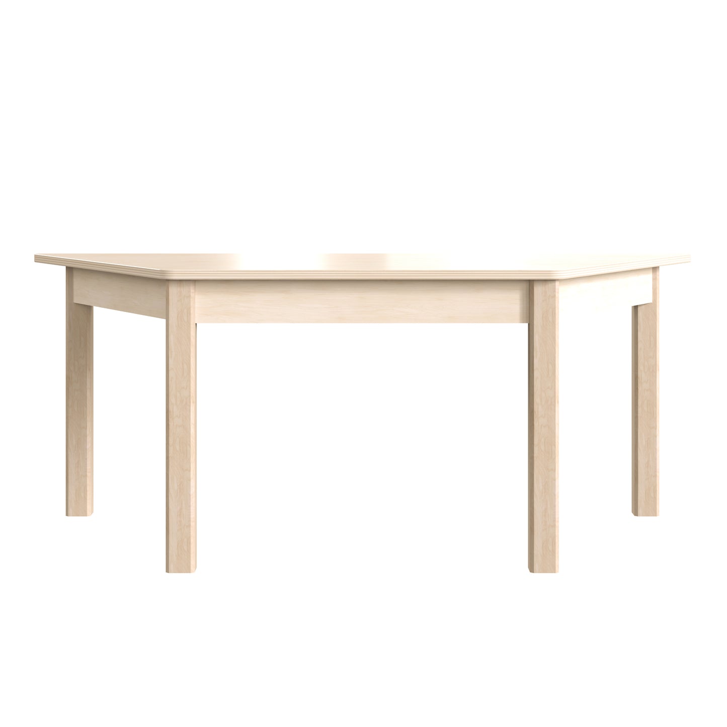 Bright Beginnings Commercial Grade Wooden Trapezoid Preschool Classroom Activity Table, (20.75"W x 47.25"D x 18"H), Beech Beech
