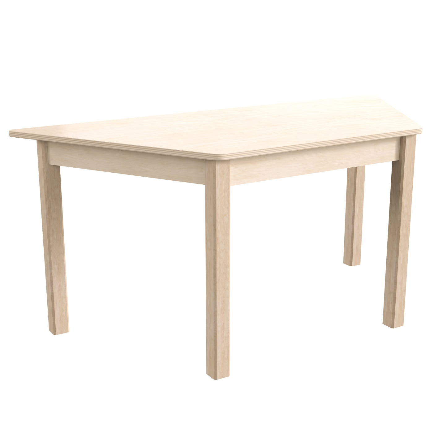 Bright Beginnings Commercial Grade Wooden Trapezoid Preschool Classroom Activity Table, (20.75"W x 47.25"D x 21"H), Beech Beech