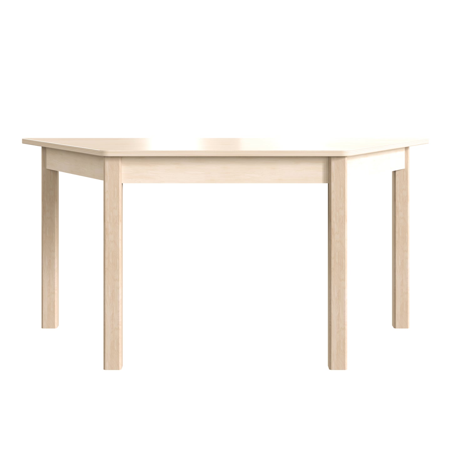 Bright Beginnings Commercial Grade Wooden Trapezoid Preschool Classroom Activity Table, (20.75"W x 47.25"D x 21"H), Beech Beech