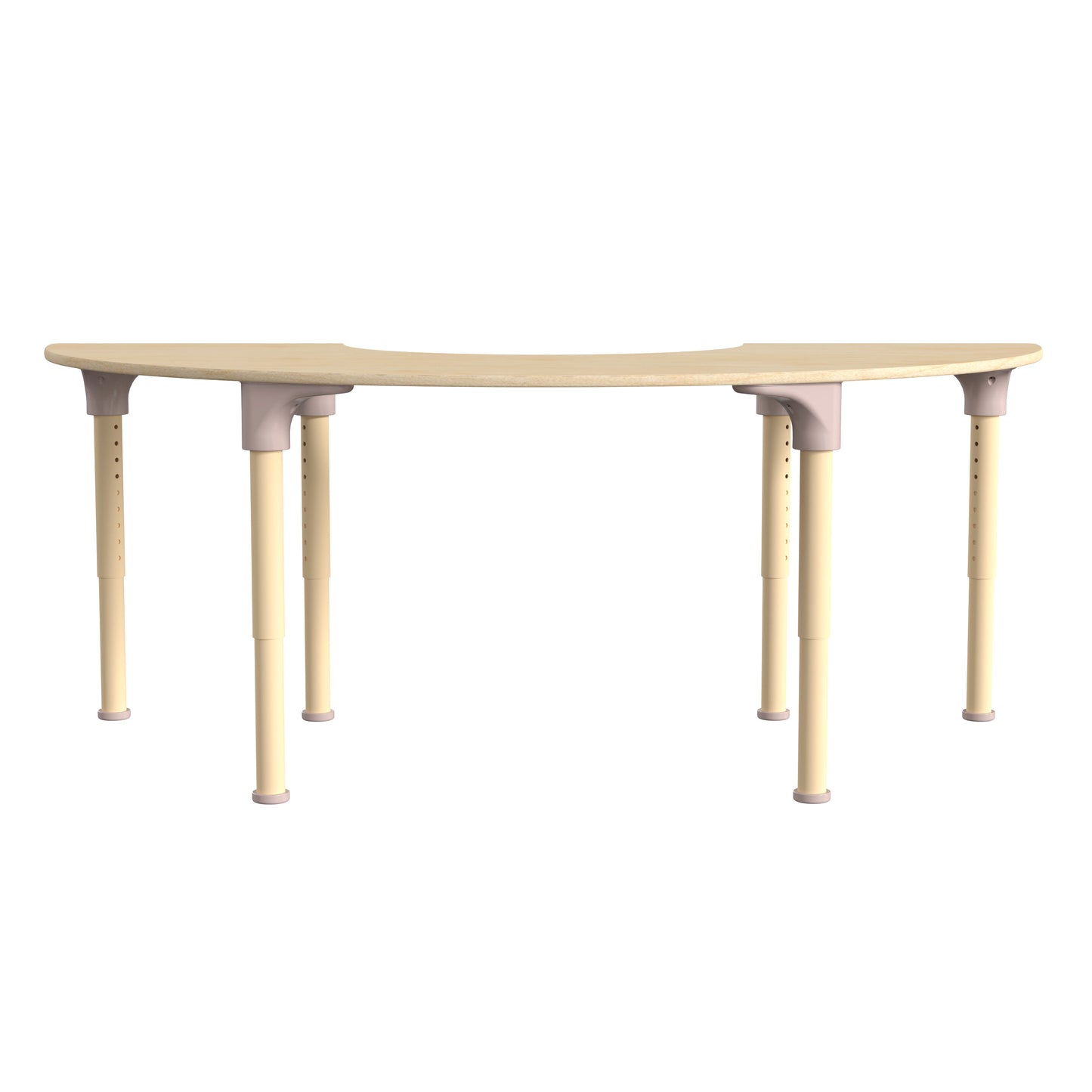 Bright Beginnings 59" Commercial Grade Wooden Half Circle Adjustable Height Classroom Activity Table - Metal Legs Adjust From 15"H - 23"H, Beech Beech