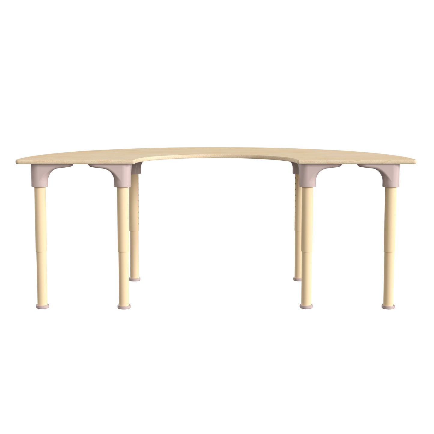 Bright Beginnings 59" Commercial Grade Wooden Half Circle Adjustable Height Classroom Activity Table - Metal Legs Adjust From 15"H - 23"H, Beech Beech