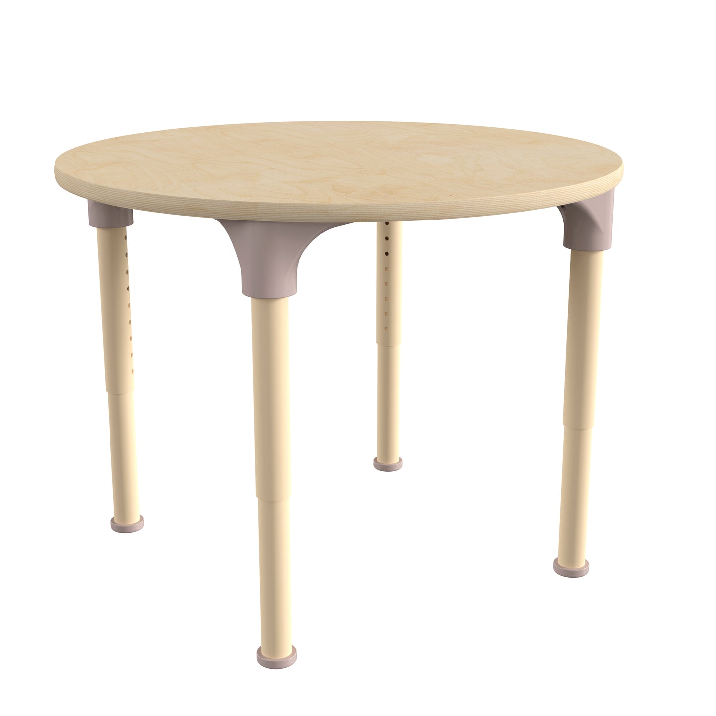 Bright Beginnings 33" Round Commercial Grade Wooden Adjustable Height Classroom Activity Table - Metal Legs Adjust From 15"H - 23"H, Beech Beech
