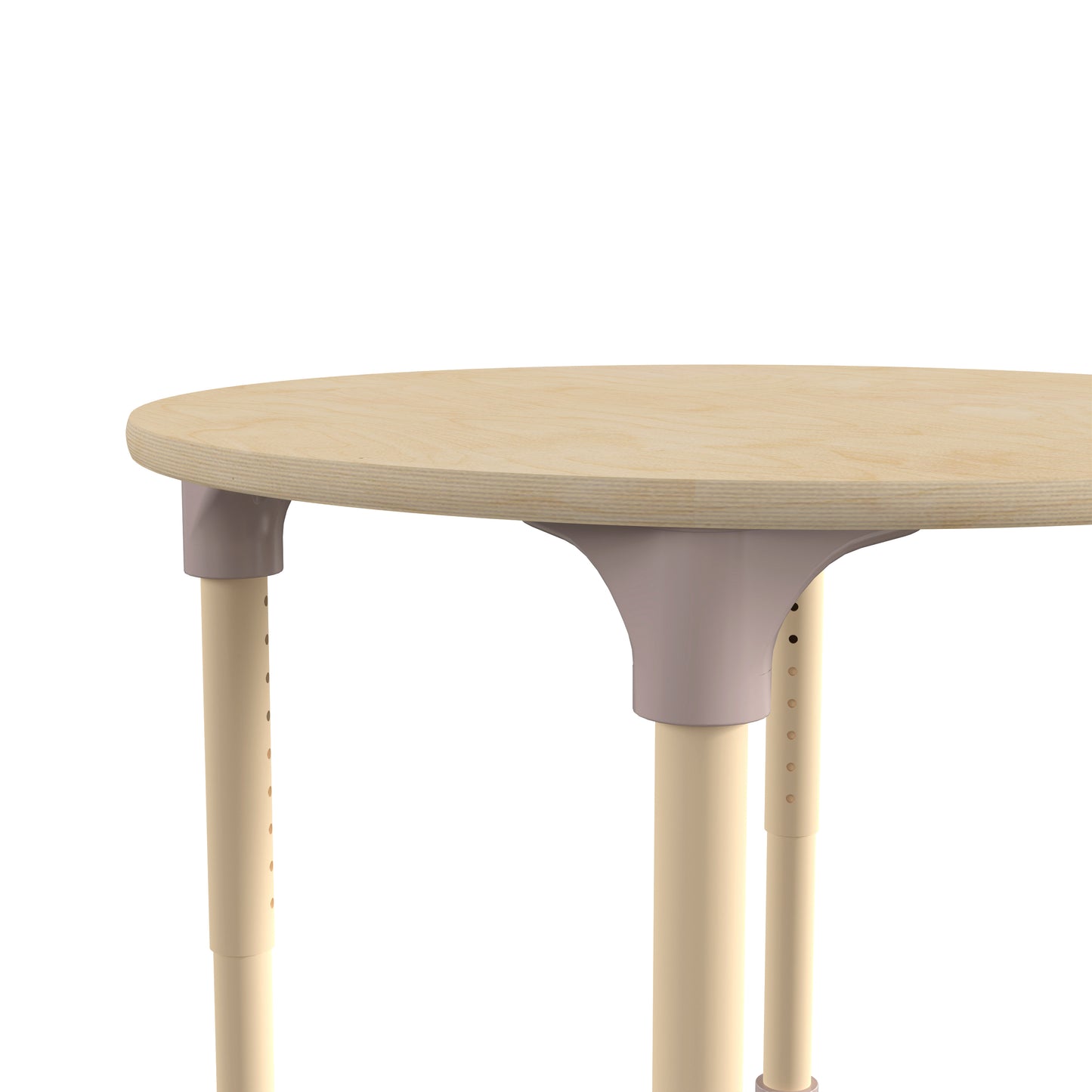 Bright Beginnings 33" Round Commercial Grade Wooden Adjustable Height Classroom Activity Table - Metal Legs Adjust From 15"H - 23"H, Beech Beech