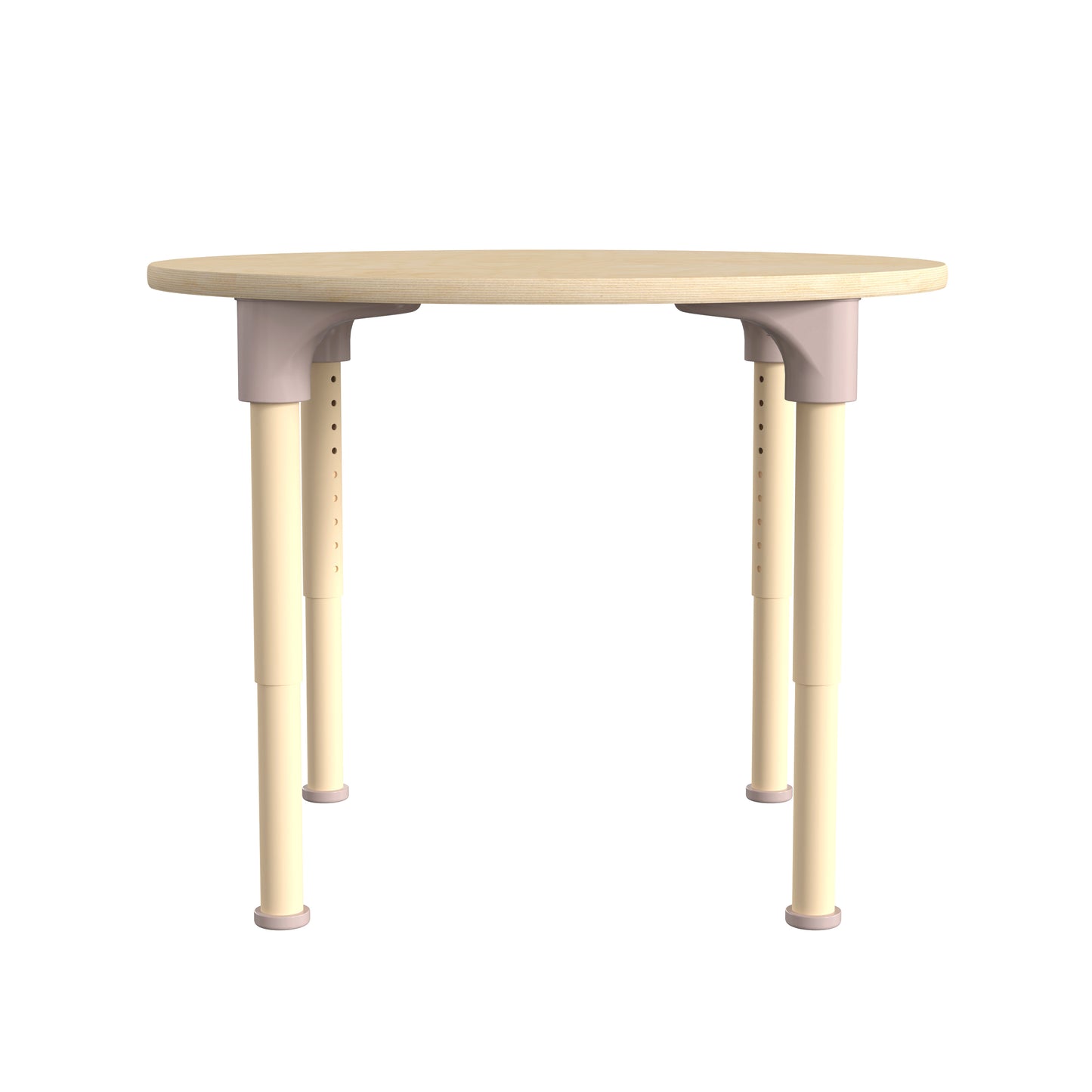 Bright Beginnings 33" Round Commercial Grade Wooden Adjustable Height Classroom Activity Table - Metal Legs Adjust From 15"H - 23"H, Beech Beech