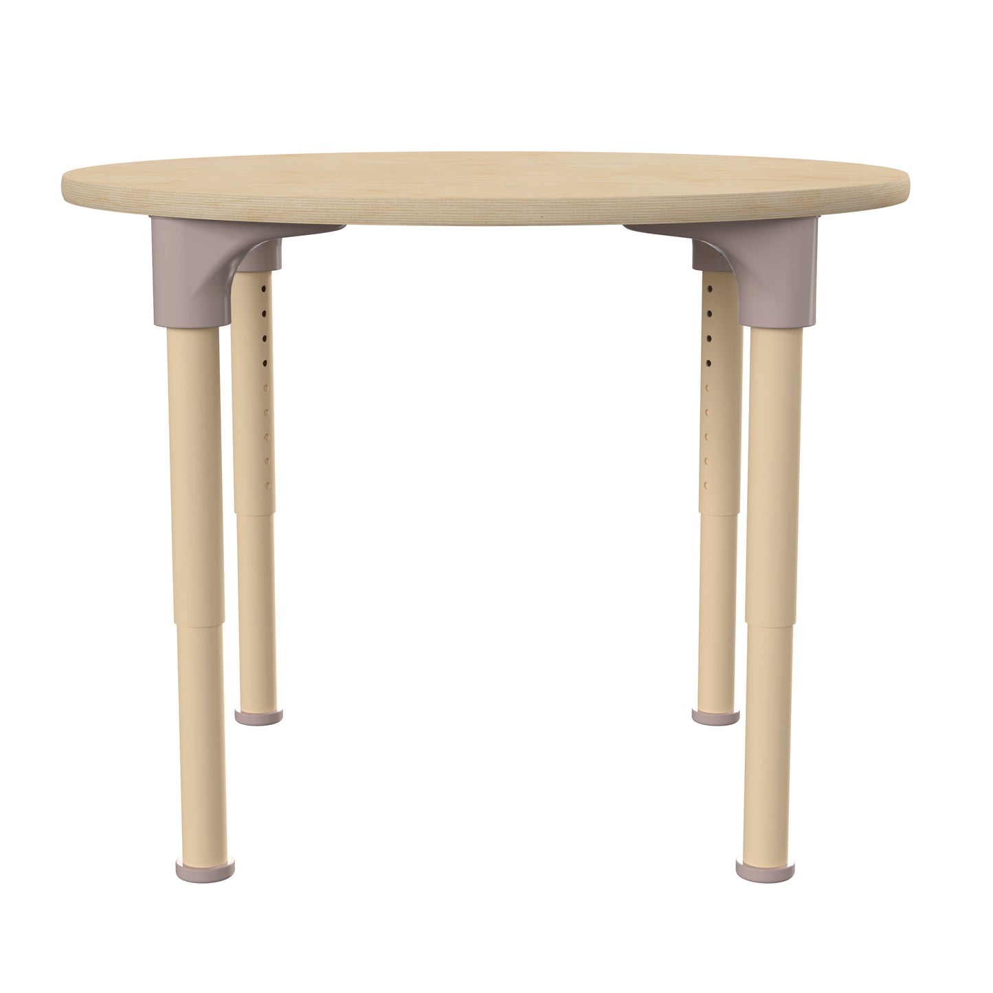 Bright Beginnings 33" Round Commercial Grade Wooden Adjustable Height Classroom Activity Table - Metal Legs Adjust From 15"H - 23"H, Beech Beech